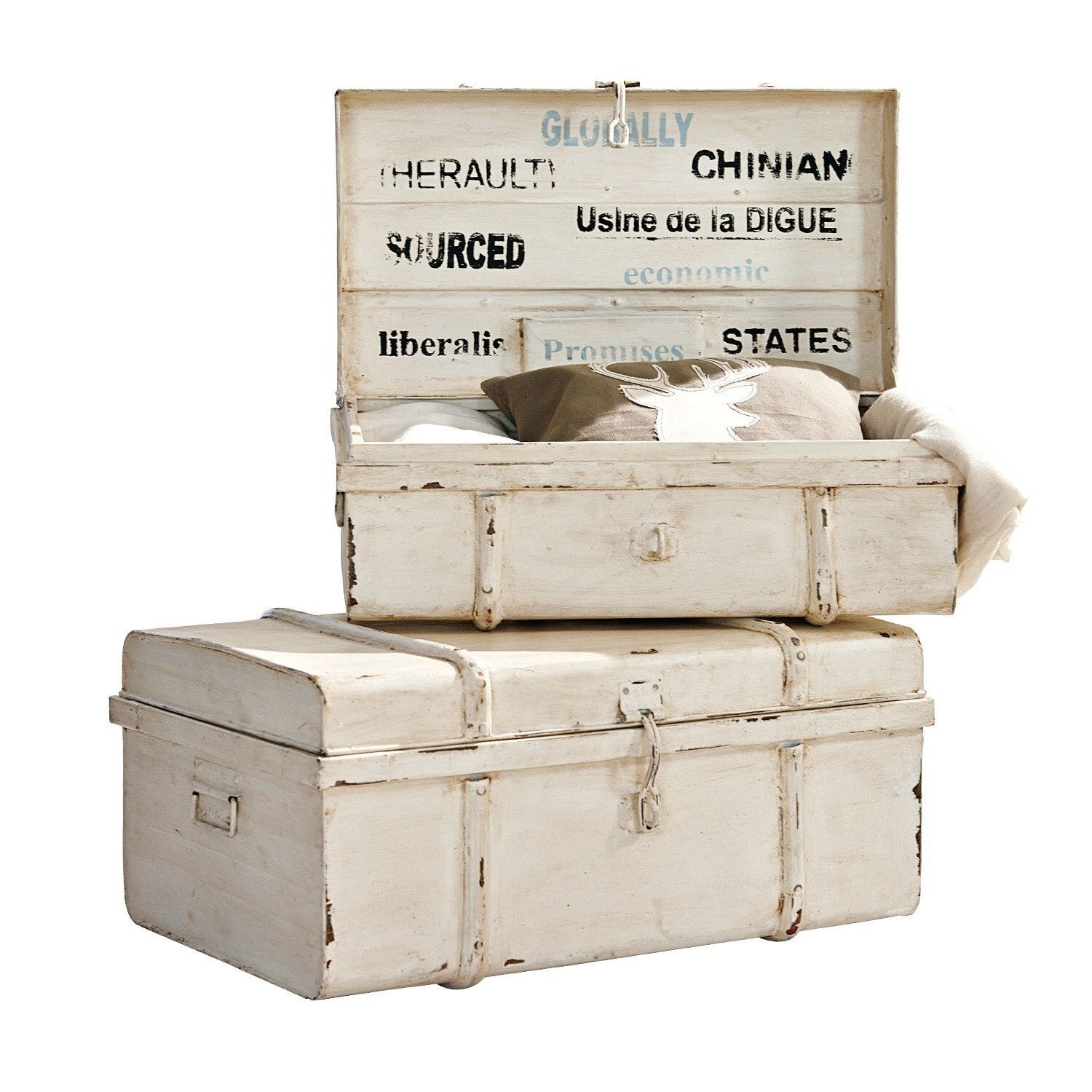 Mirabeau Truhe Truhen 2er Set Riga antikweiß