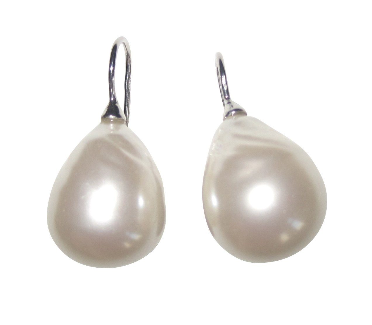 Perlenohrringe Barocco groß weiß Sterlingsilber Basic-Ohrringe