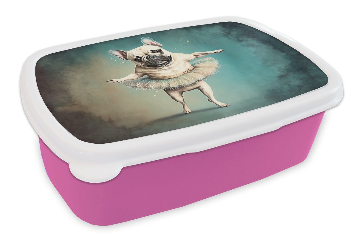 Brotbox - Kind, - - Tutu Lunchbox Hund MuchoWow Ballett Abstrakt Snackbox, Brotdose Erwachsene, - Kinder, Kunststoff Kunststoff, (2-tlg), rosa Mädchen, für - Porträt