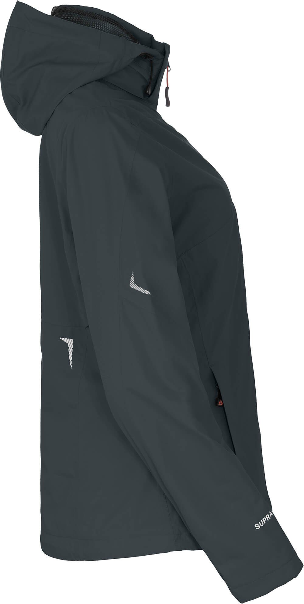Bergson Outdoorjacke VALDIVIA Damen Normalgrößen, 12000 grau mm dunkel Wassersäule, Rad-Regenjacke, Netzfutter