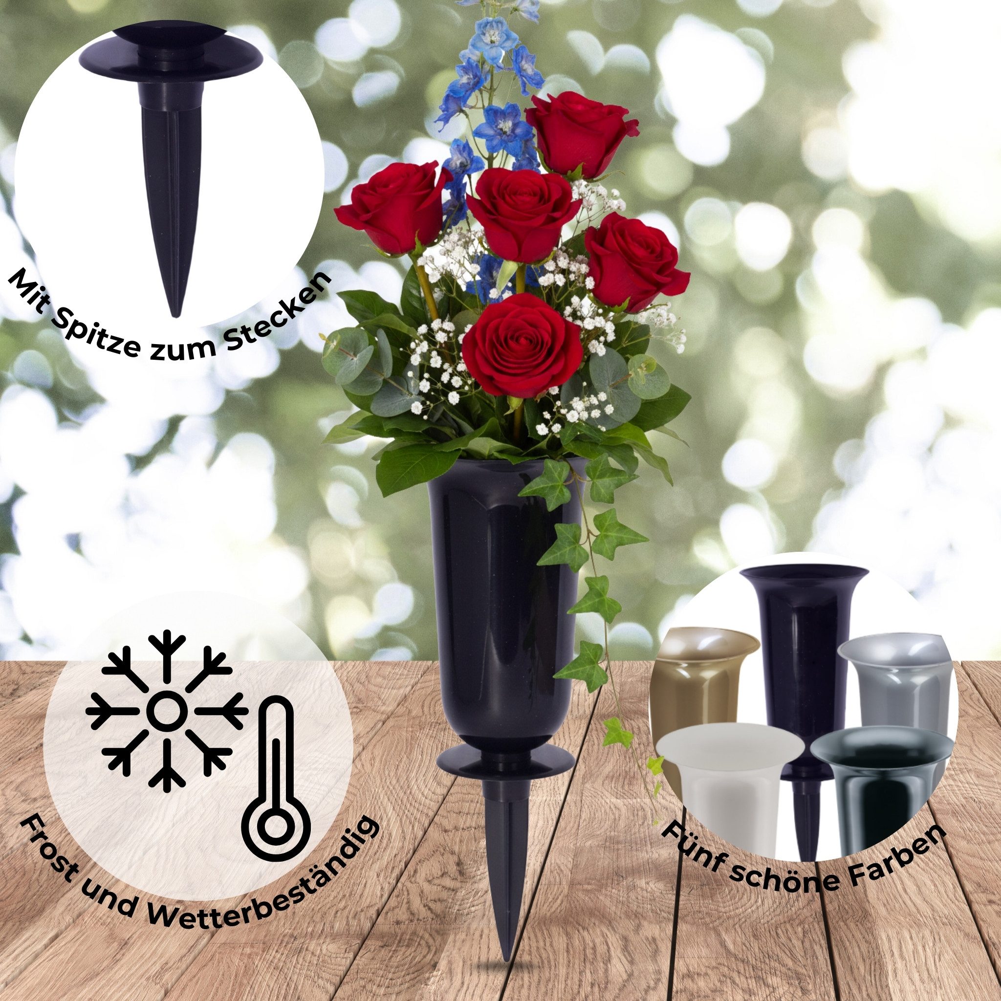 matches21 HOME & HOBBY Dekovase Grabvasen mit Erdspieß zum Stecken 2er Set günstig online kaufen