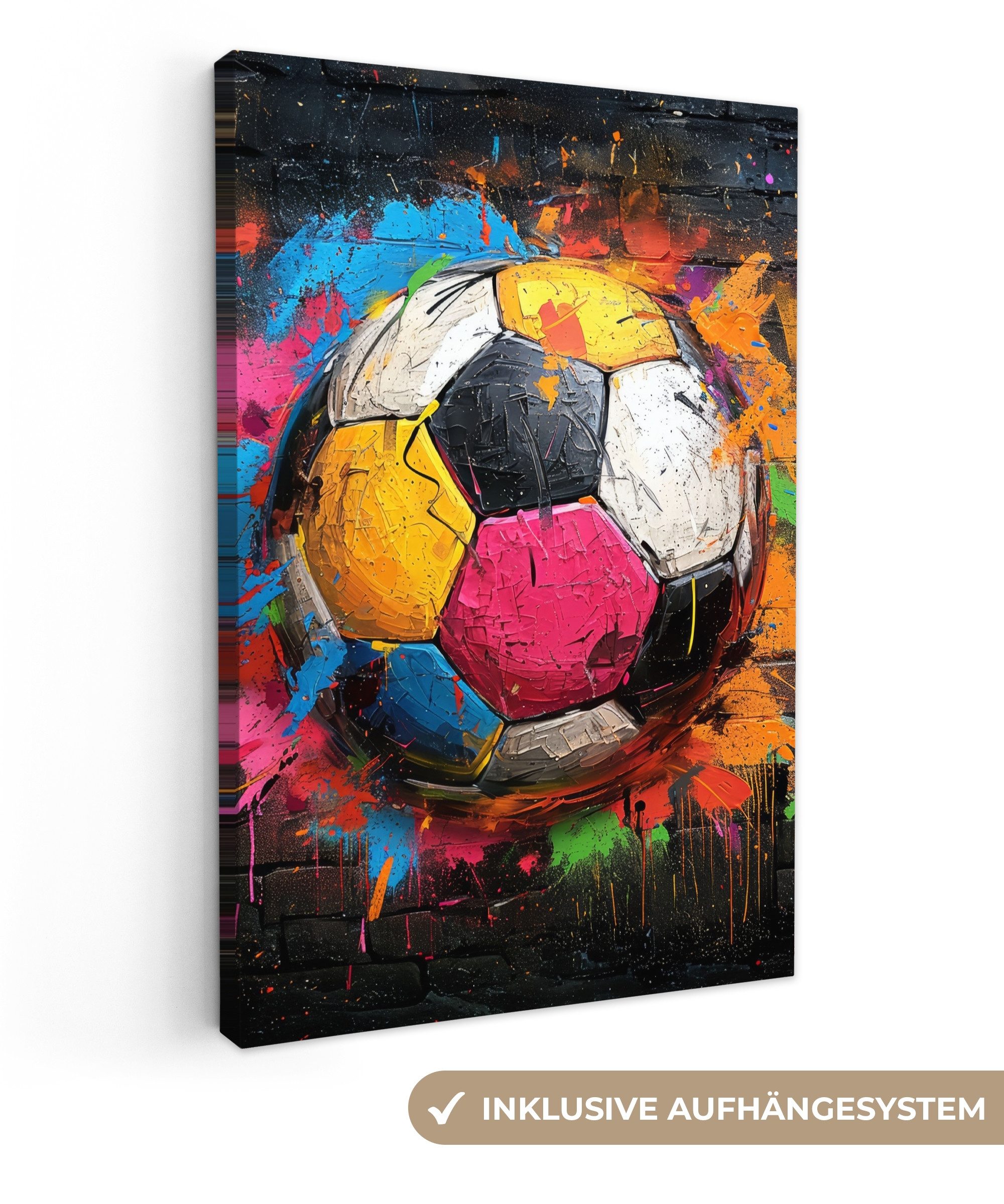 OneMillionCanvasses® Leinwandbild Graffiti - Fußball - Wand - Sport - Pop-A günstig online kaufen