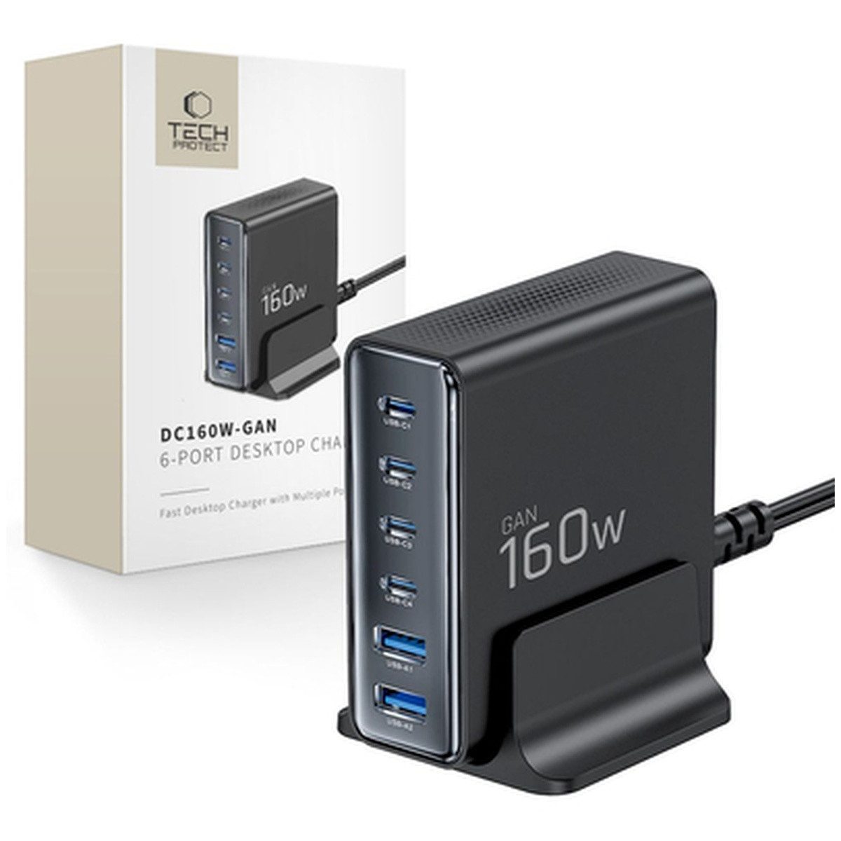 TECH PROTECT Tech Protect DC160W GAN 6 Port 160W WandLadegerät Smartphone-Ladegerät