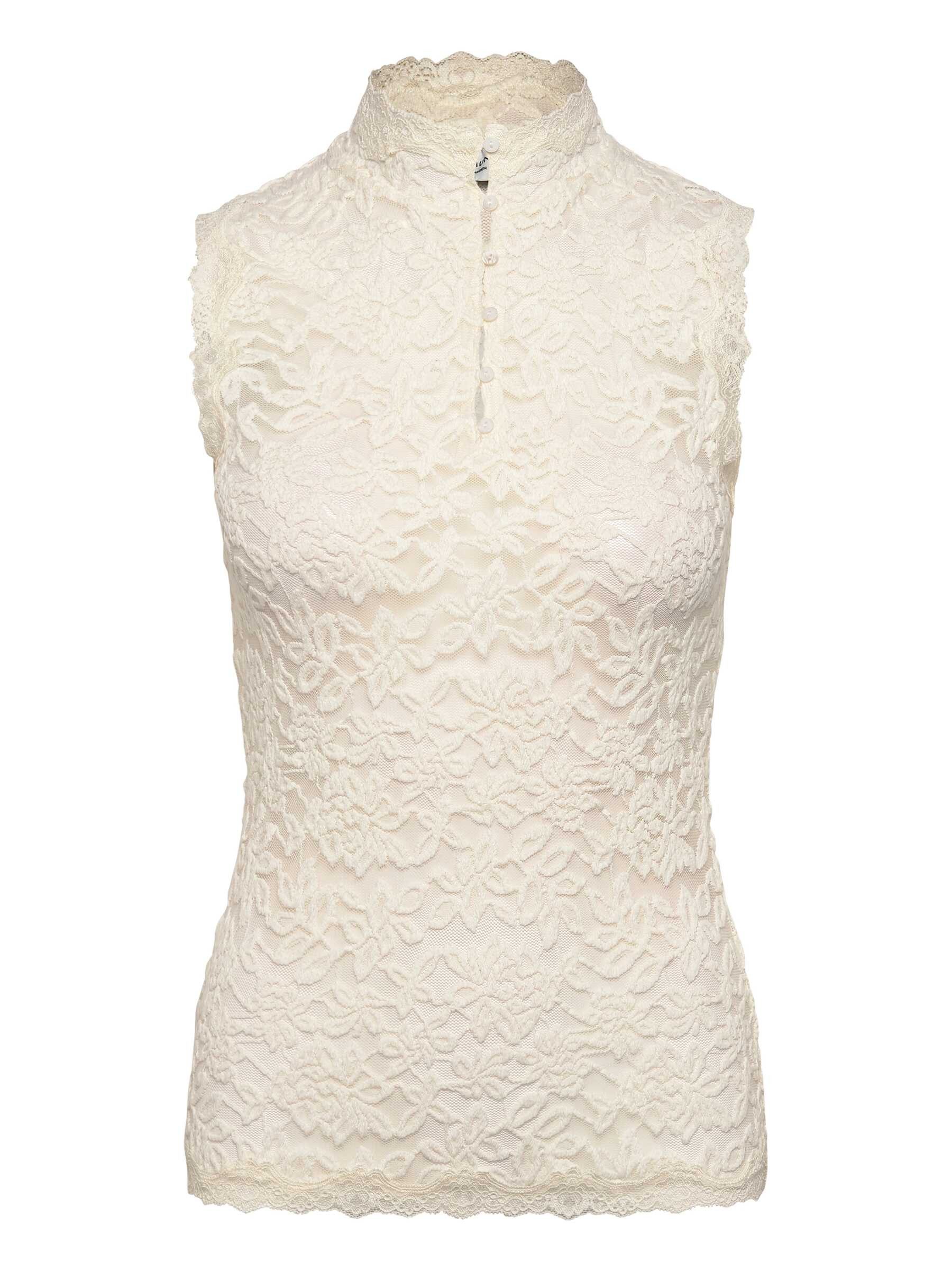 rosemunde Spitzentop Delicia lace top aus elastischer Baumwollspitze mit Stehkragen und Knopfleiste