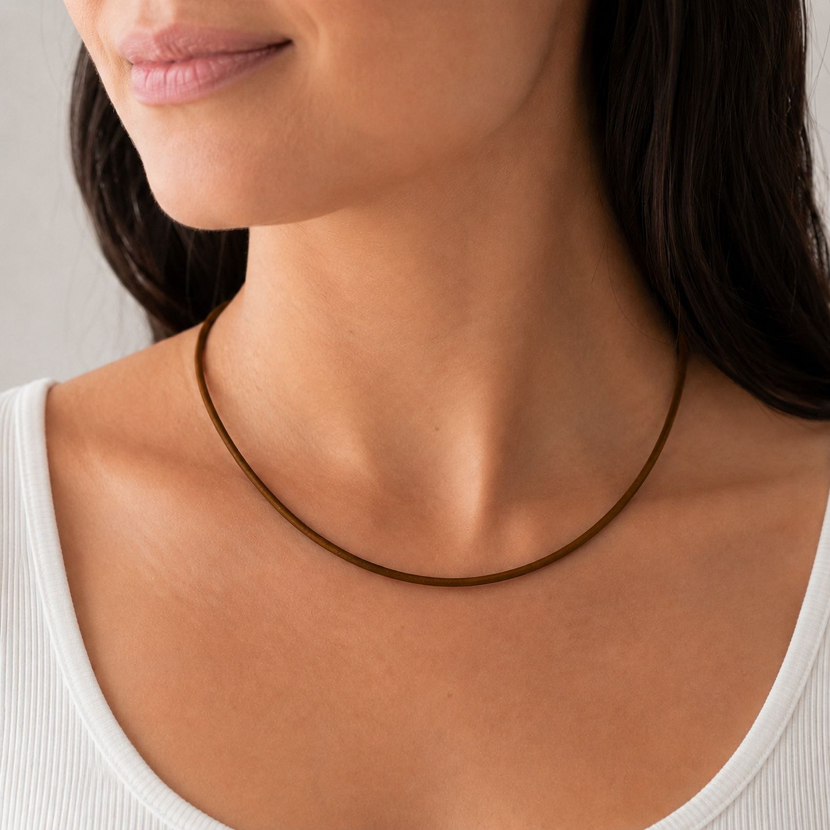 unbespielt Lederband Lederband Braun Karabinerverschluss Silberfarben Länge 1 m kürzbar, Modeschmuck für Damen und Herren