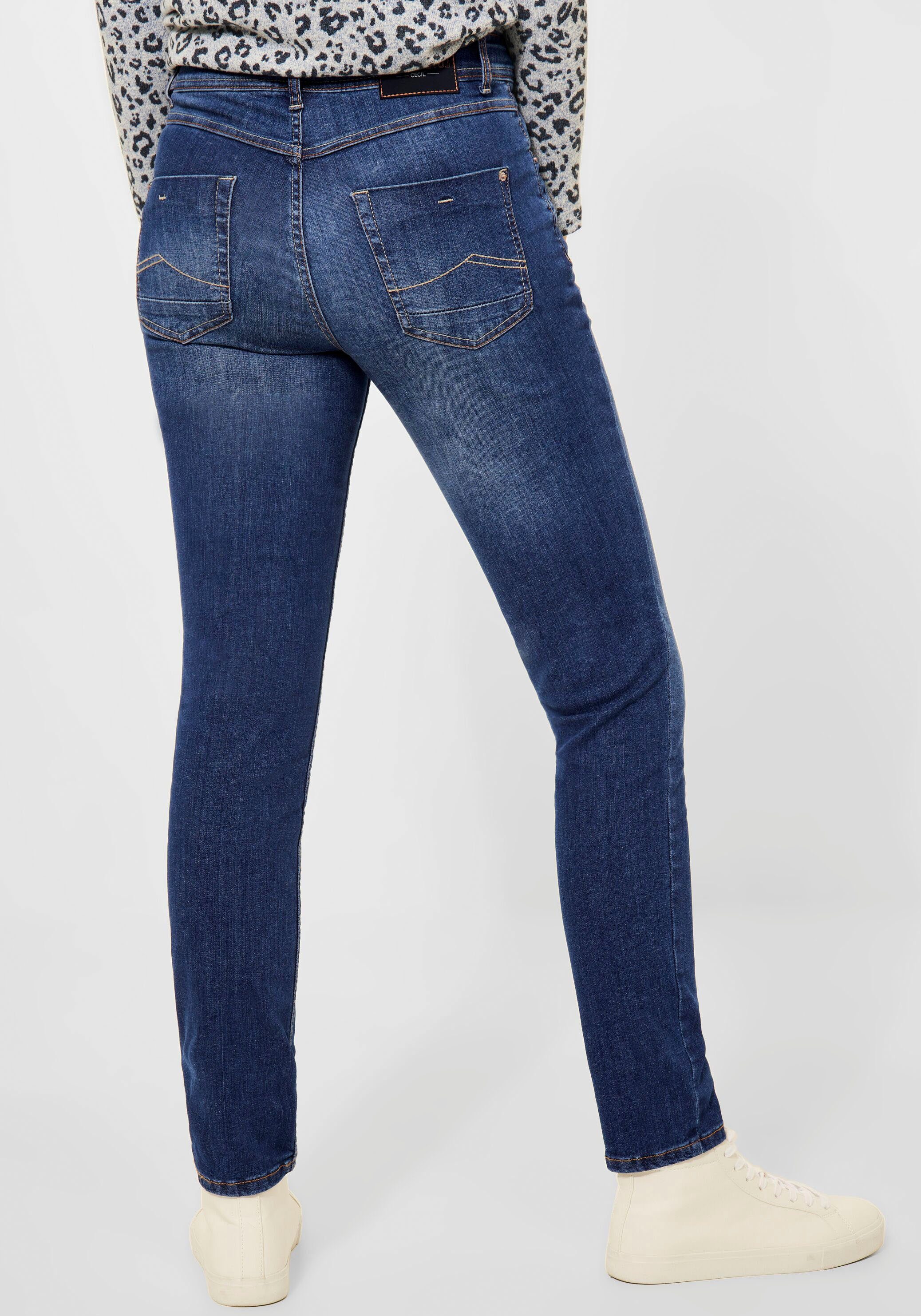 Damen Jeans Cecil Slim-fit-Jeans Style Toronto mit Doppelknöpfung vorn