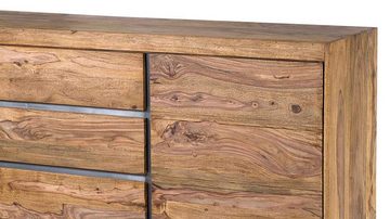 Massivart® Sideboard SENSO 187 cm / Massivholz Sheesham gebeizt, 2 Türen / 3 Schubladen / 2 Einlegeböden