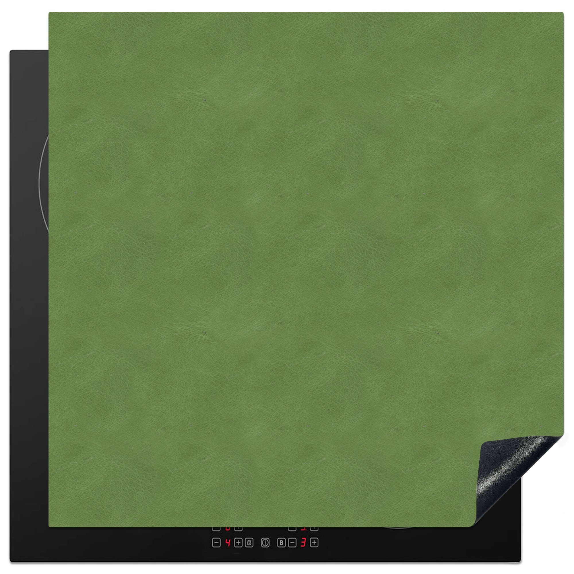 MuchoWow Herdblende-/Abdeckplatte Induktionsschutz - Leder cm, Grün Tierfell, - für Arbeitsplatte Vinyl, - tlg), (1 78x78 Ceranfeldabdeckung, küche