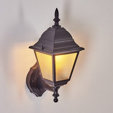 hofstein Außen-Wandleuchte Wandlampe aufwärts in antikem Look aus Metall/Glas, ohne Leuchtmittel, im klassischen Landhaus-Stil, Außenleuchte für Terrasse, 1x E27, IP44