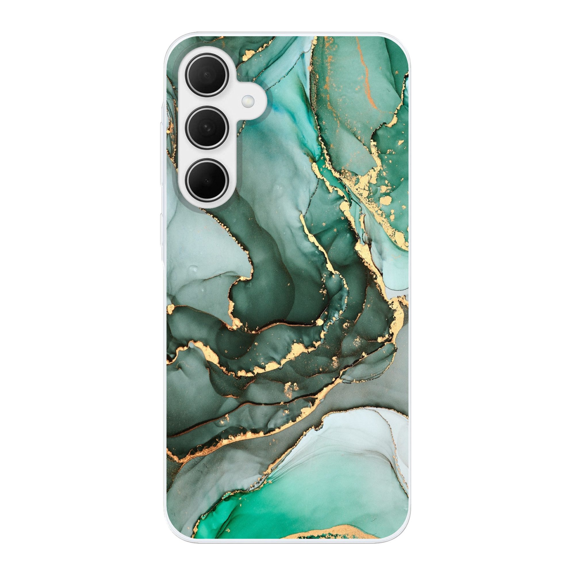 MuchoWow Handyhülle für Samsung Galaxy A35 5G Gold - Marmor - Grün - Luxus - Marmoroptik -, Smartphone-Bumper, Print, Handy Schutzhülle Dünn
