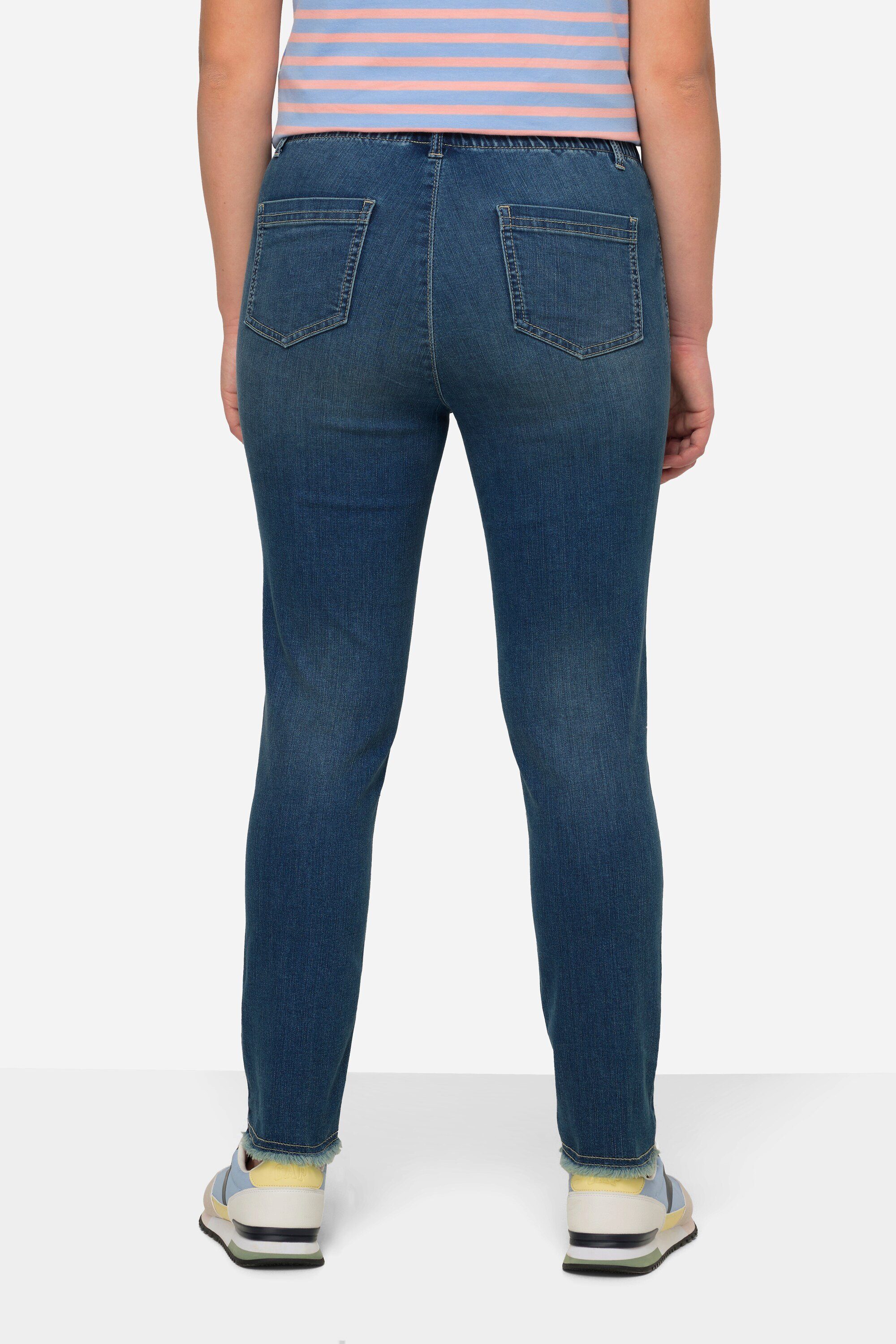 Laurasøn Regular-fit-Jeans 7/8-Slimhose schmale Passform 4-Pocket Fransensaum