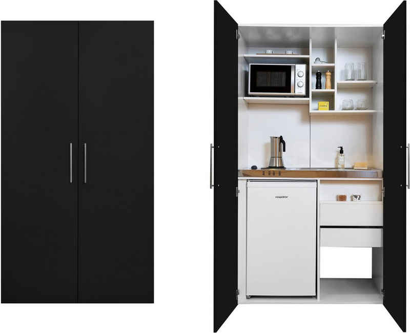 RESPEKTA Miniküche mit Kochplatten, Kühlschrank und Mikrowelle