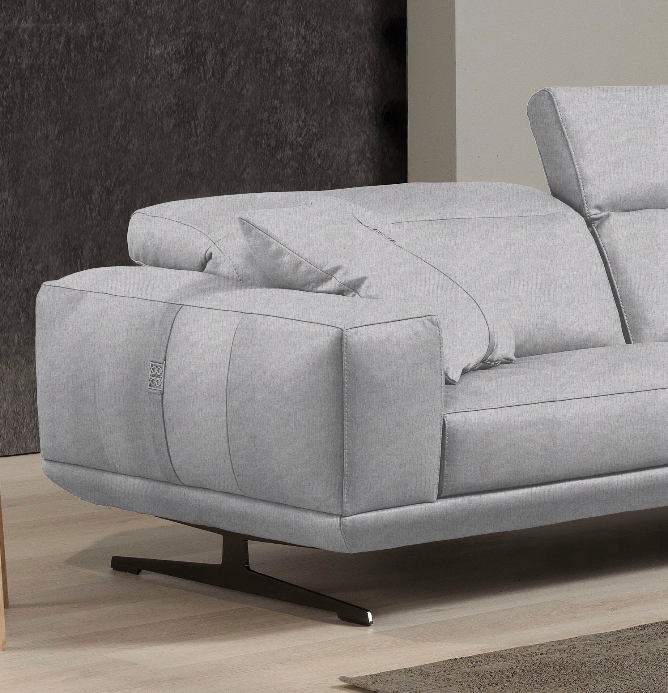 Egoitaliano 2,5-Sitzer Gloria, super bequem und hochwertige Verarbeitung, edles Design, beidseitig verstellbare Rückenelemente, mit Metallfüßen