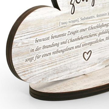 Kreative Feder Dekoobjekt Herz-Aufsteller „Trauzeugin“ - freistehende Holz-Deko, tischdeko wohndeko spruch freundschaft hochzeit