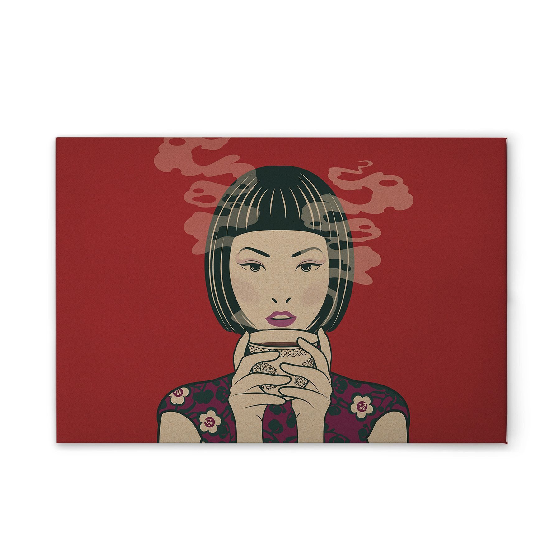 Tadessi Leinwandbild Asiatisch Rot Beige versch. Größen, Menschen