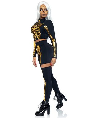 Leg Avenue Kostüm Gold-Glamour Geistergirl, Körperbetontes Halloweenkostüm mit Aufdruck in Goldmetallic