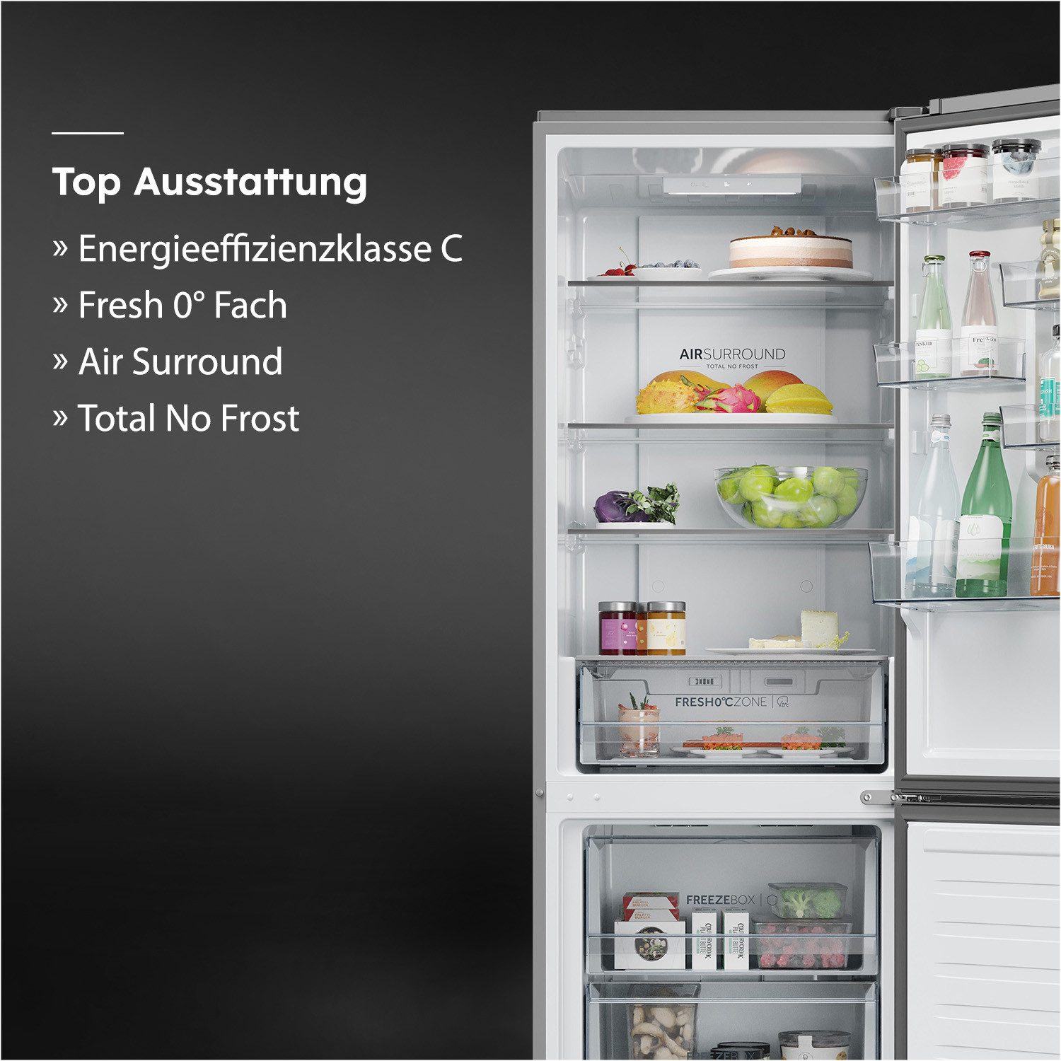 Haier Kühl-/Gefrierkombination Combi 2D 60 HDPR1618CNPK, 185 cm hoch, 59,5 cm breit, FreshZone (0 °C): Ideal für leicht verderbliche Lebensmittel