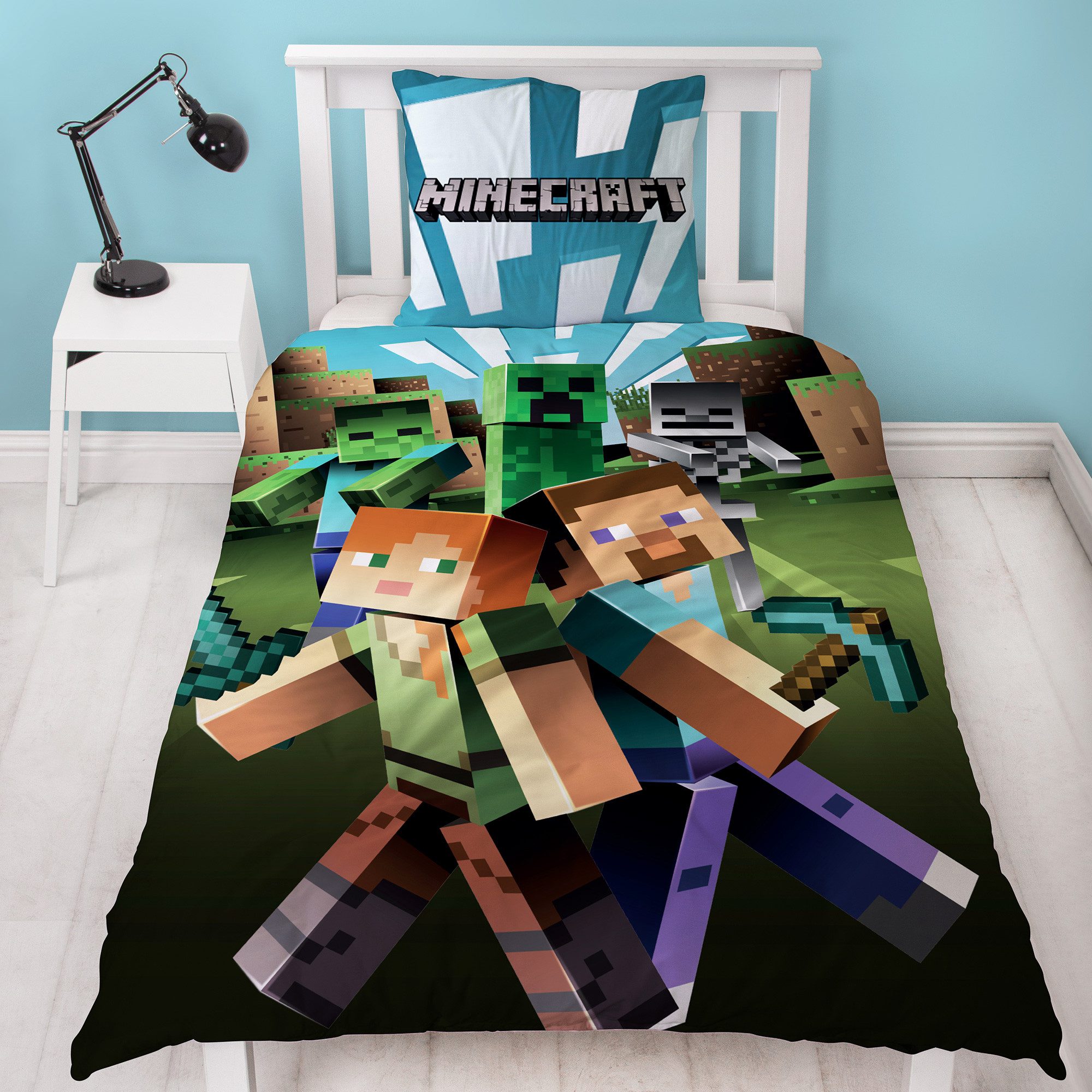 BERONAGE Kinderbettwäsche Minecraft City Bettwäsche Linon / Renforcé, 100% günstig online kaufen