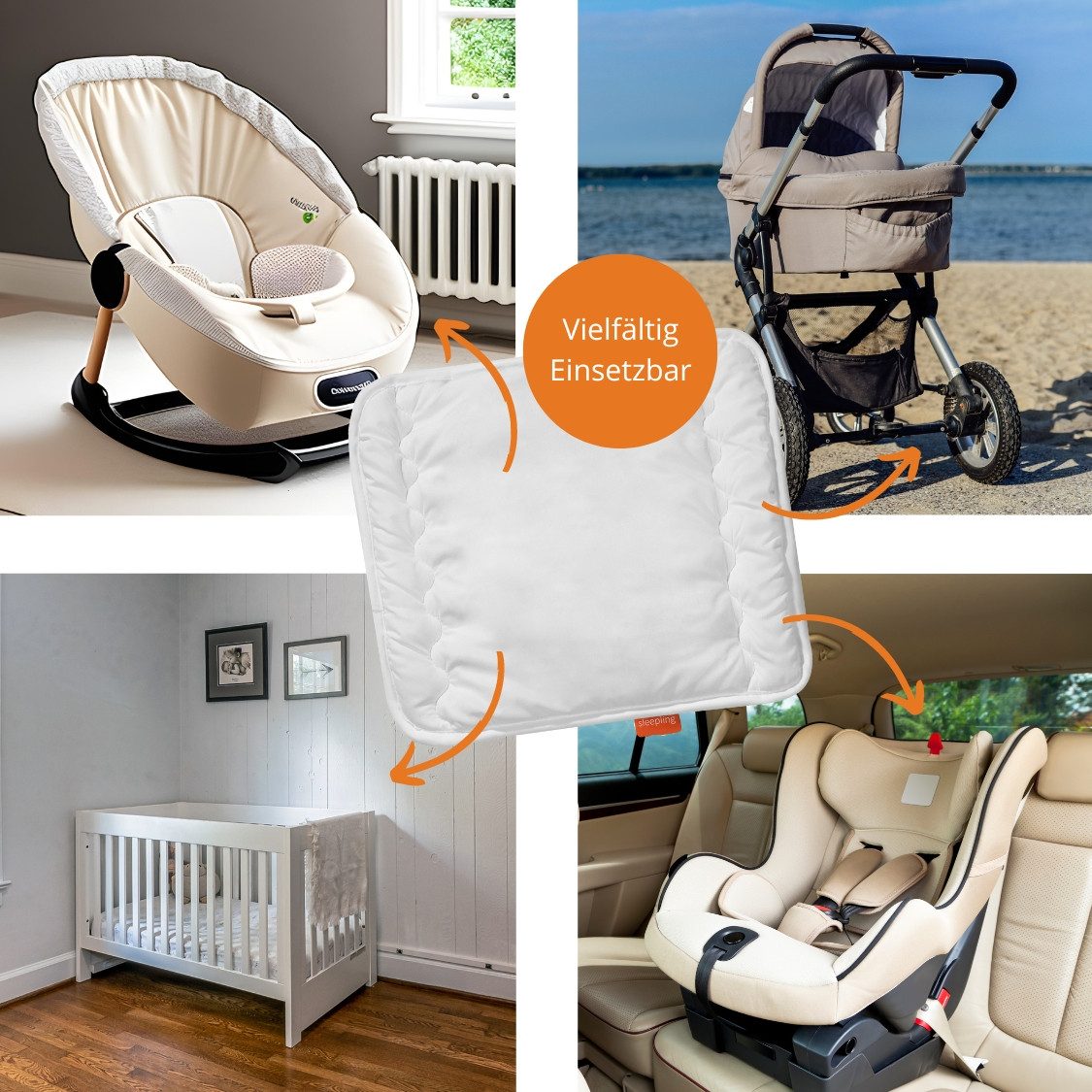 sleepling Babykissen Kopfkissen, Flachkissen, Steppkissen, allergikerfreundlich, optimal für Babies bis 2 Jahre – Bild 4 von 5