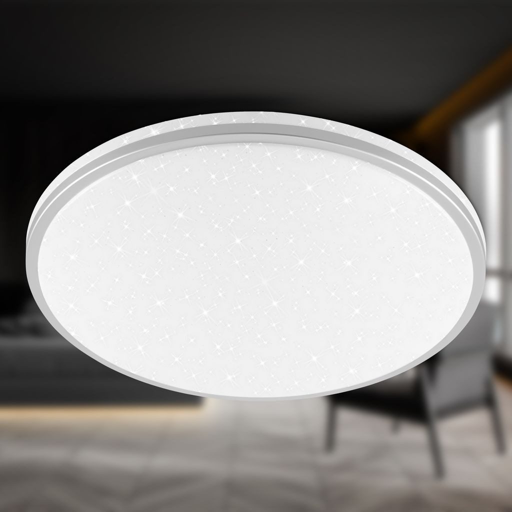 Brilo CCT LED Deckenleuchte 16 W mit Sternenhimmeleffekt 33 cm Weiß günstig online kaufen