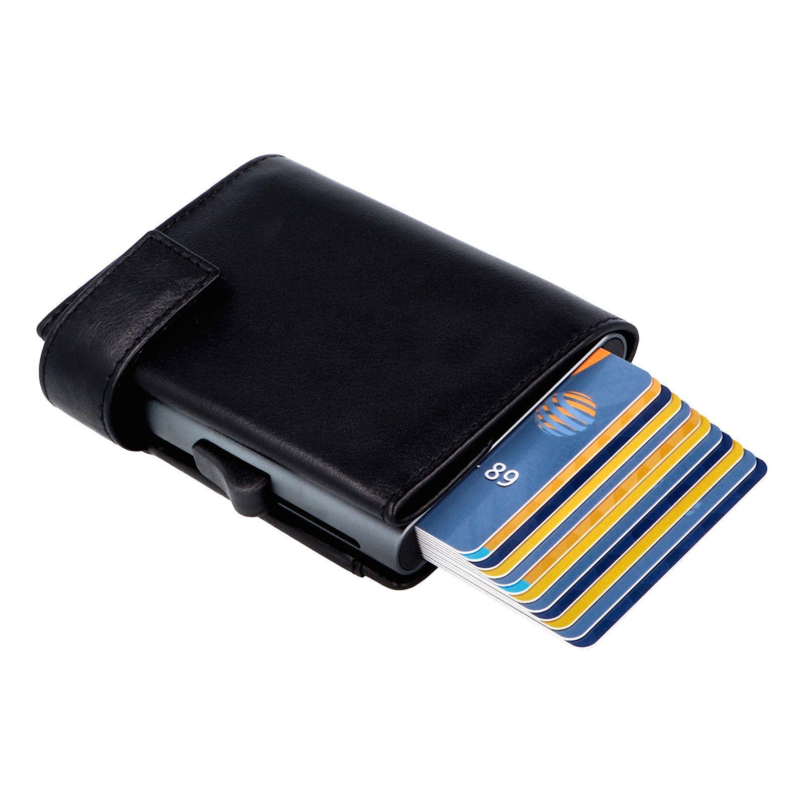 SecWal Geldbörse RFID Leder Kartenetui mit Münzfach Geldbörse Portemonnaie SW2XL, RFID Schutz Schwarz