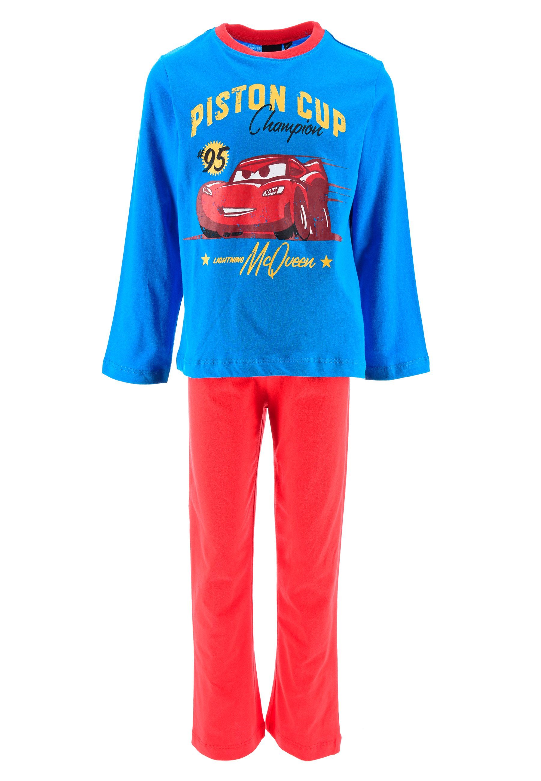 Disney Cars Schlafanzug Lightning McQueen Kinder Pyjama Jungen Schlafanzug (2 tlg) Blau