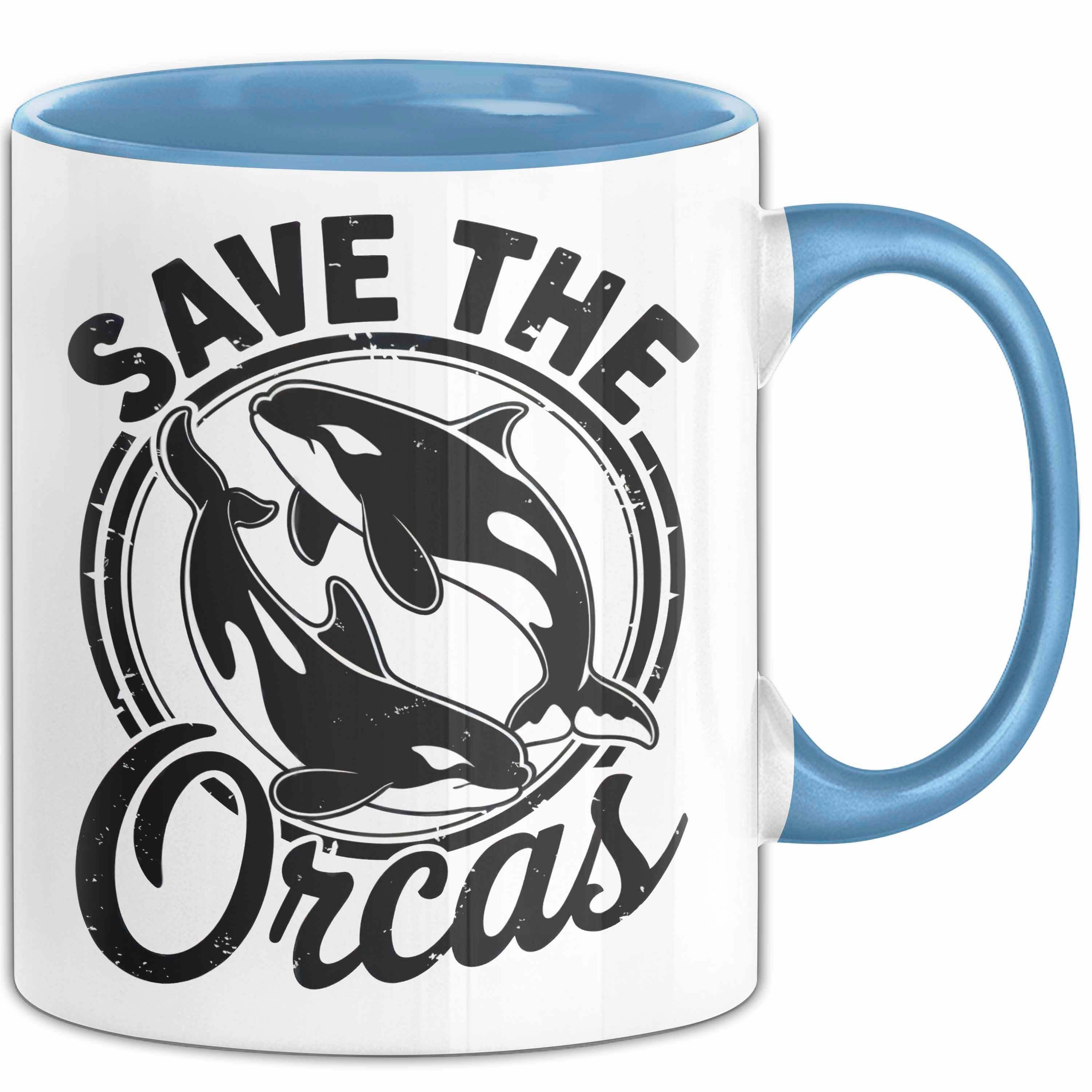 Tasse Wal Tier Tasse Geschenk Lustige Geschenkidee Spruch Rettet die Orcas