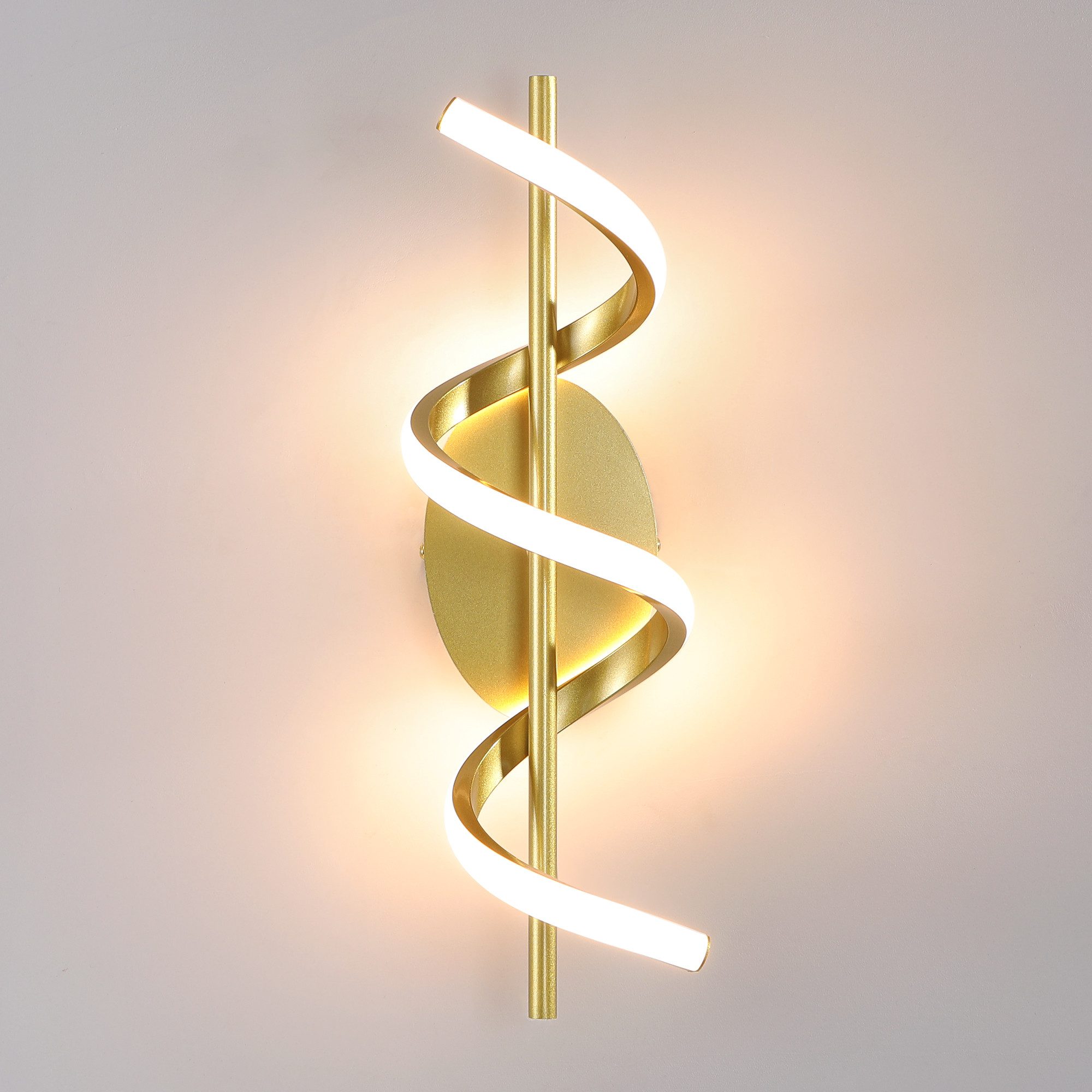 BlingBin LED Wandleuchte 14/21W 2100LM Wandlampe LED Modern, Warmweiß Wandbeleuchtung, gebogene Design, LED fest integriert, Warmweiß, Wandleuchte golden für Wohnzimmer Korridor Treppen und Flur