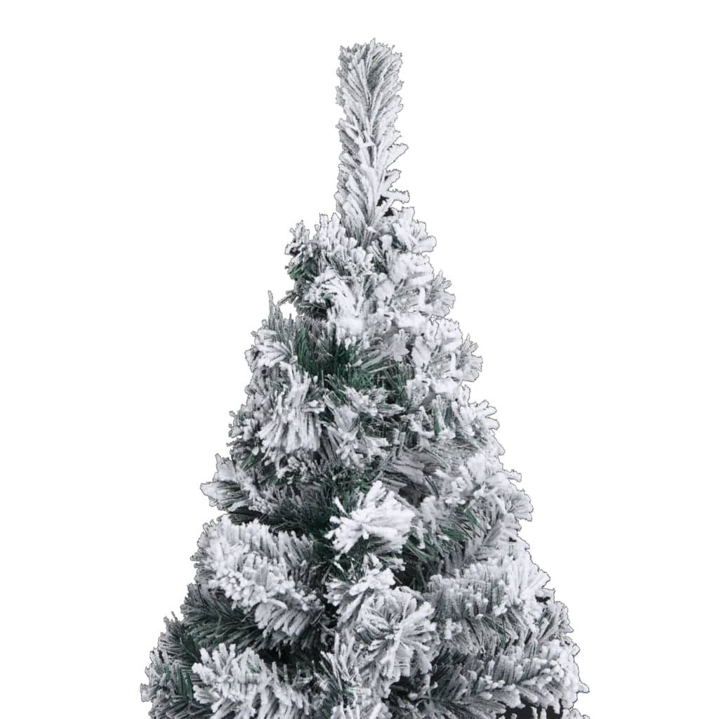 vidaXL Künstlicher Weihnachtsbaum 180 cm Schlanker Künstlicher Weihnachtsbaum Beschneit Grün 180 cm PVC