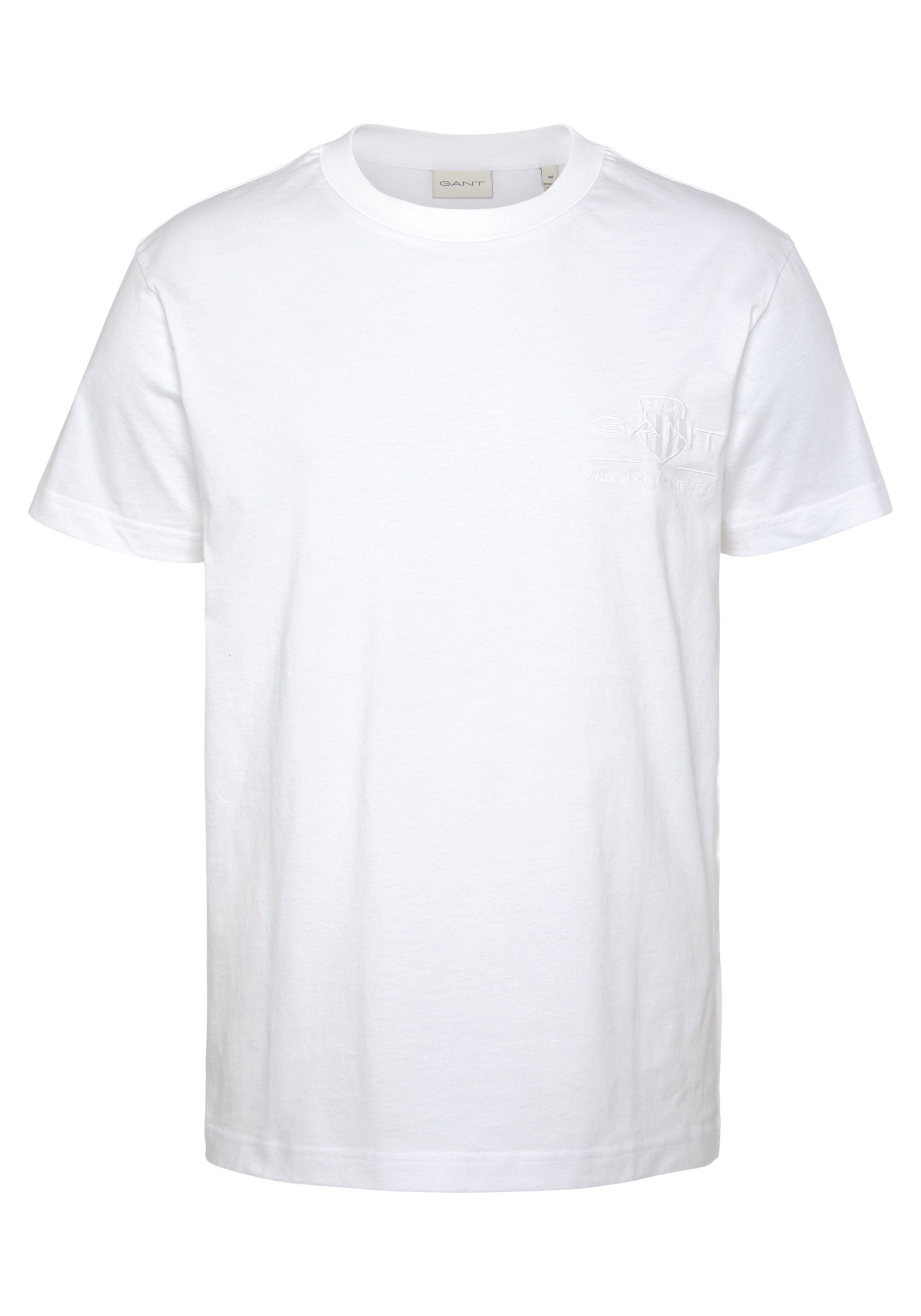 Gant T-Shirt REG MED TONAL SHIELD SS TSHIRT mit Logostickerei auf der Brust white