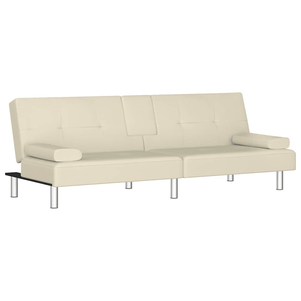 vidaXL Sofa Schlafsofa mit Getränkehaltern Creme günstig online kaufen