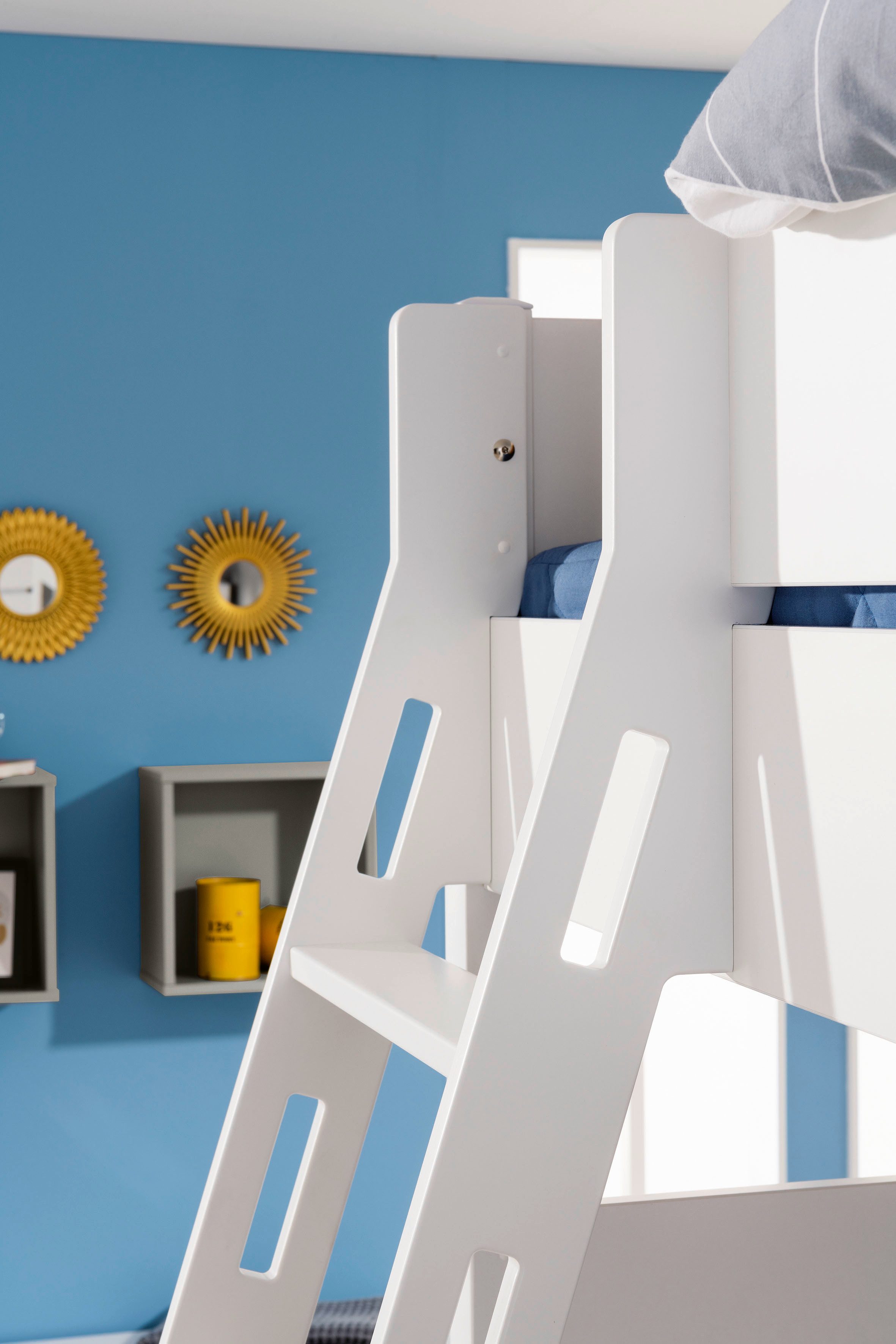 PAIDI Spielbett TIAGO in verschiedenen Größen und Farben, mit Leiter (Höhe 120 / 160 cm, 120 kg Tragkraft, 5 Jahre Garantie), Rausfallschutz, geprüfte Sicherheit, umbaubares Bett mit Massivholz