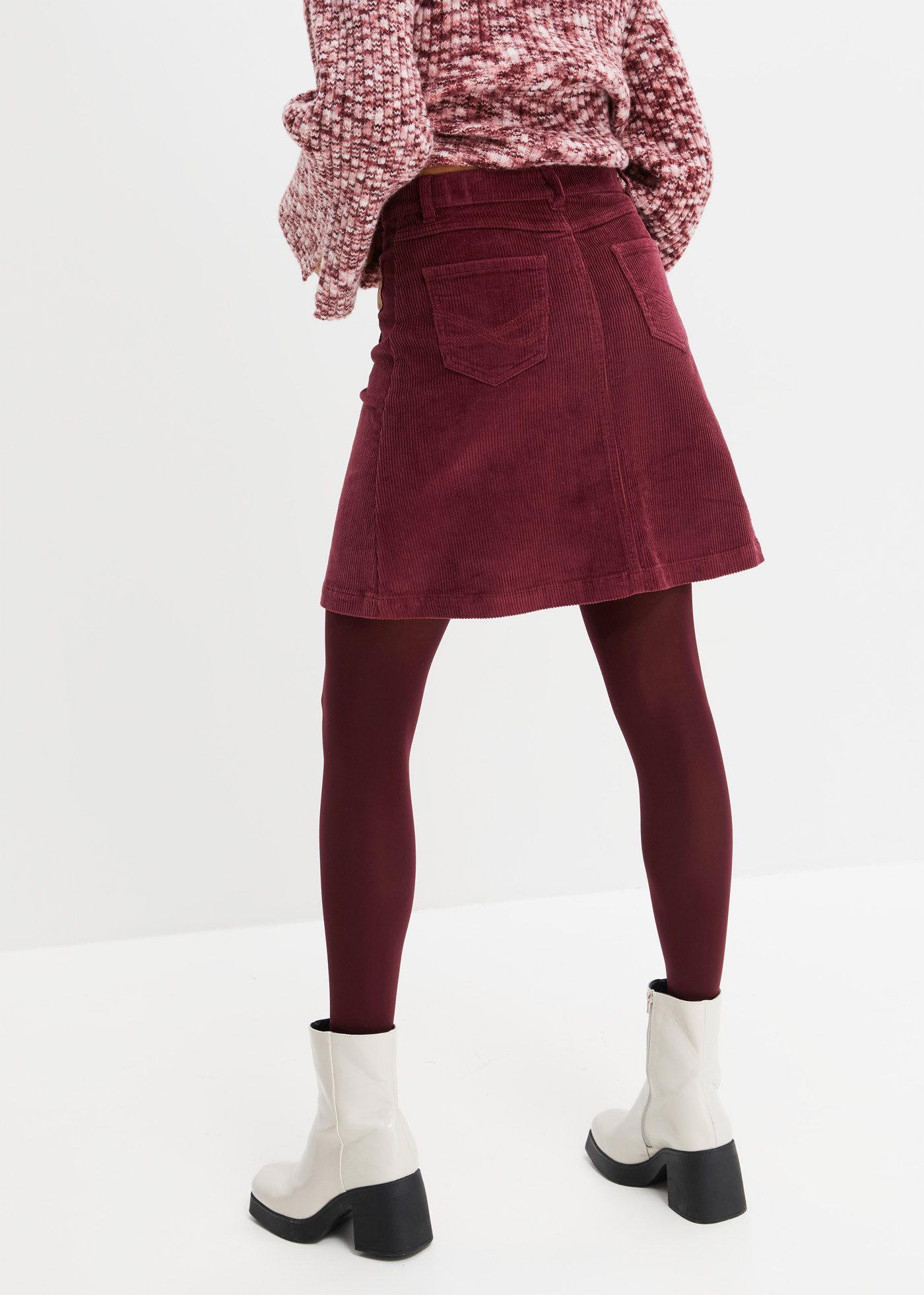 bonprix Cordrock aus Baumwolle und Elasthan, A-Linie, mit Knopfleiste