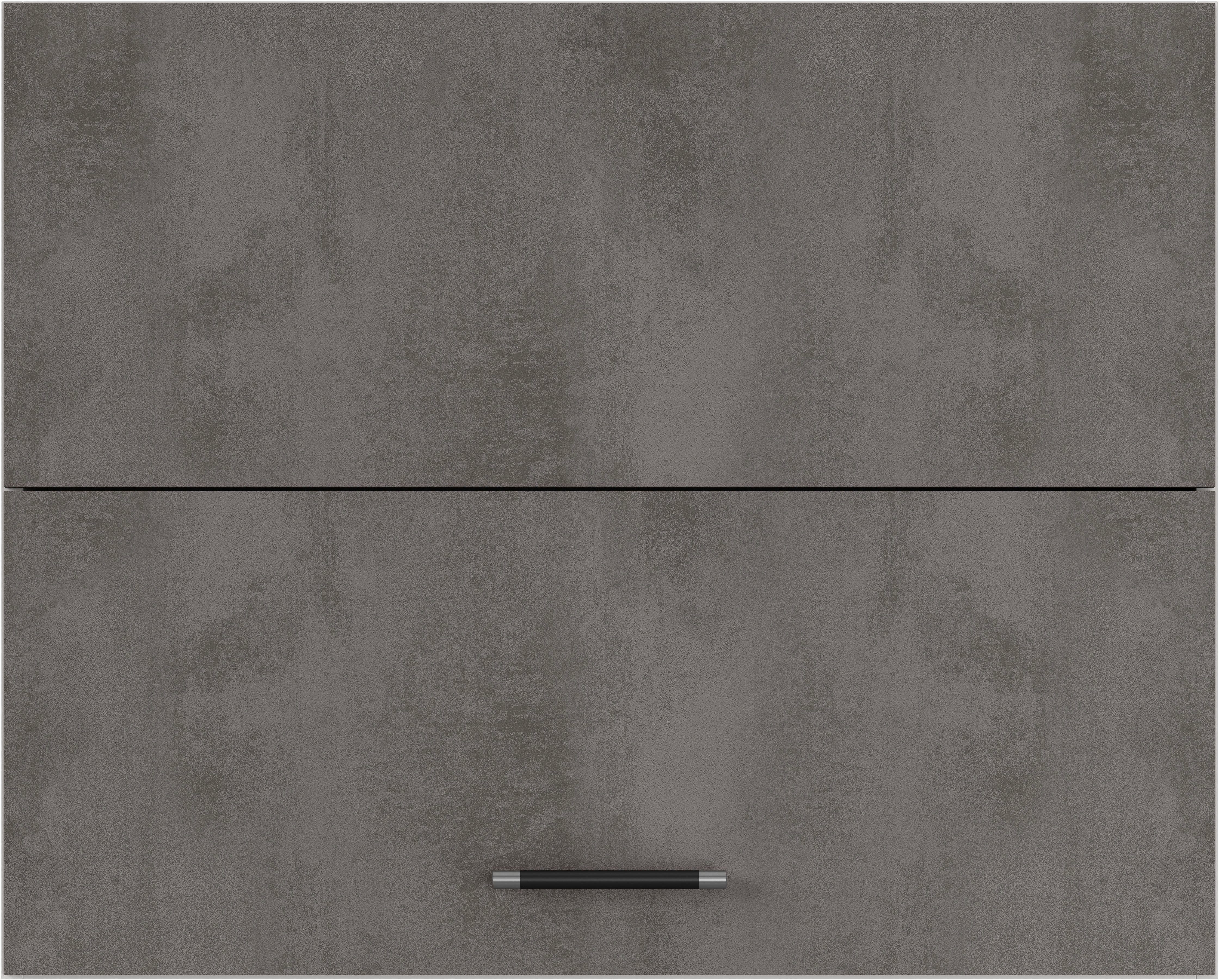 IMPULS KÜCHEN Faltlifthängeschrank mit Falt-Lifttür Space bestehend | Beton-Optik Fronten dunkelgrau Schiefer 2 Grey aus