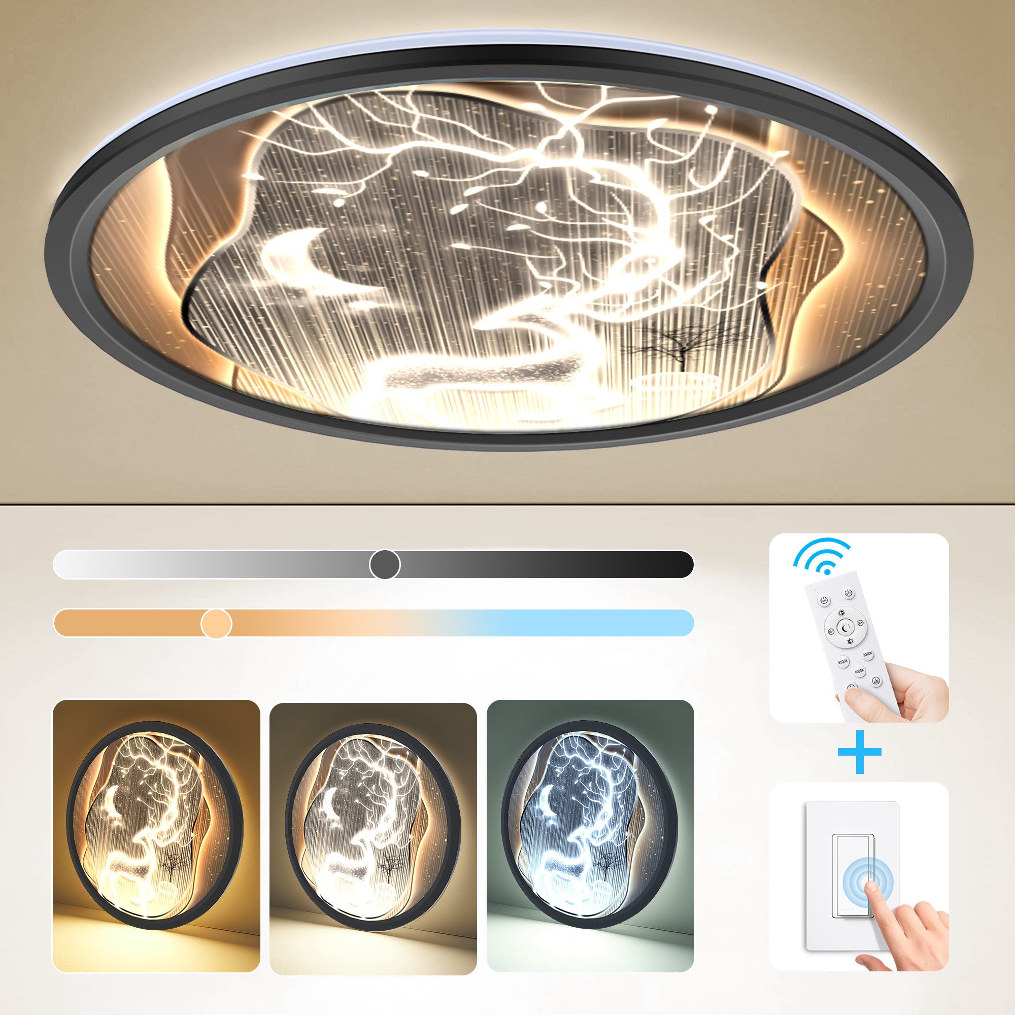 BRAIDOL Deckenleuchten Led Deckenlampe Ultra Dünn Rund Lampen Ø29cm, Dimmba günstig online kaufen