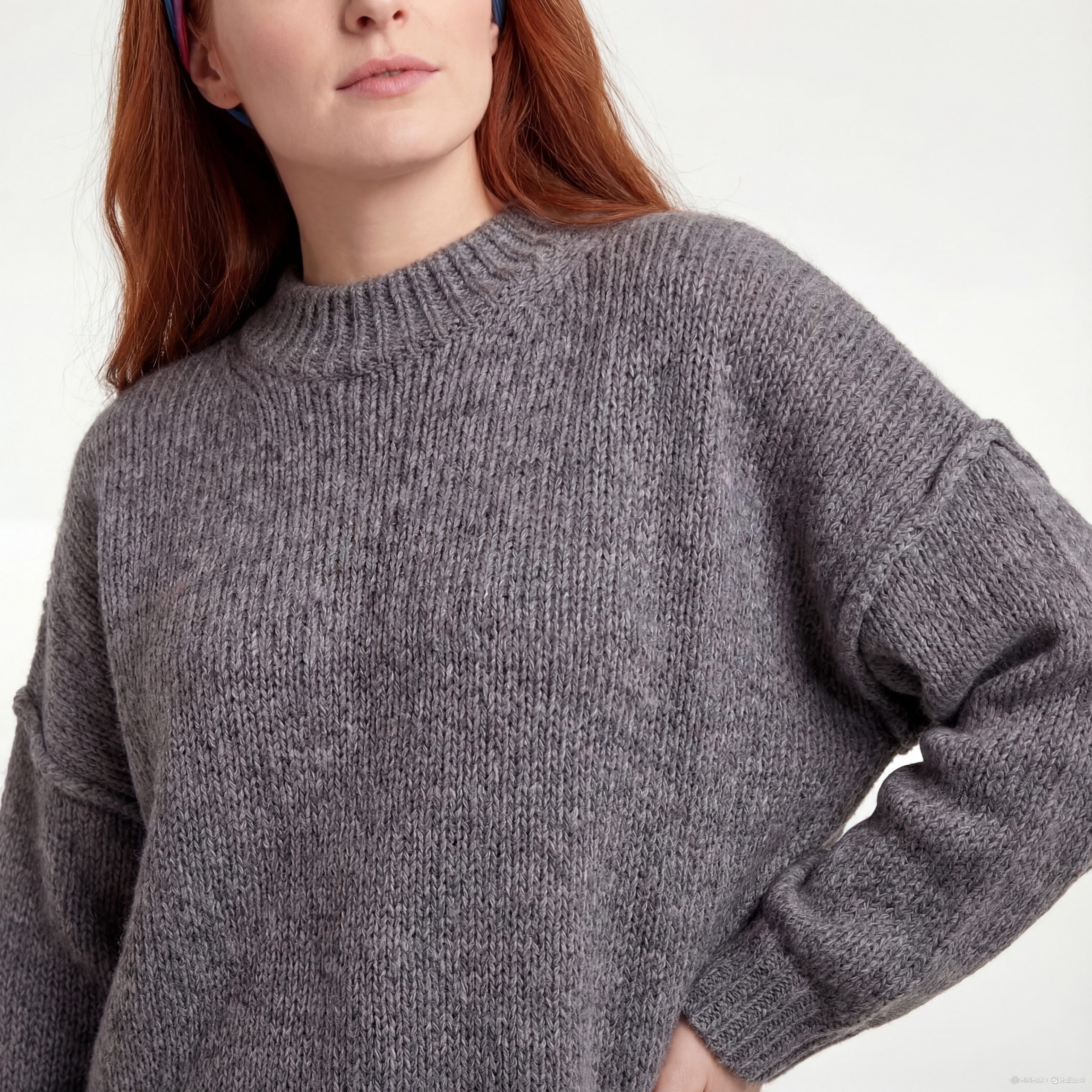 OriginalYou Strickpullover Damen Softstrick Pulli mit Mock Neck Kragen moderner Halb Kragen