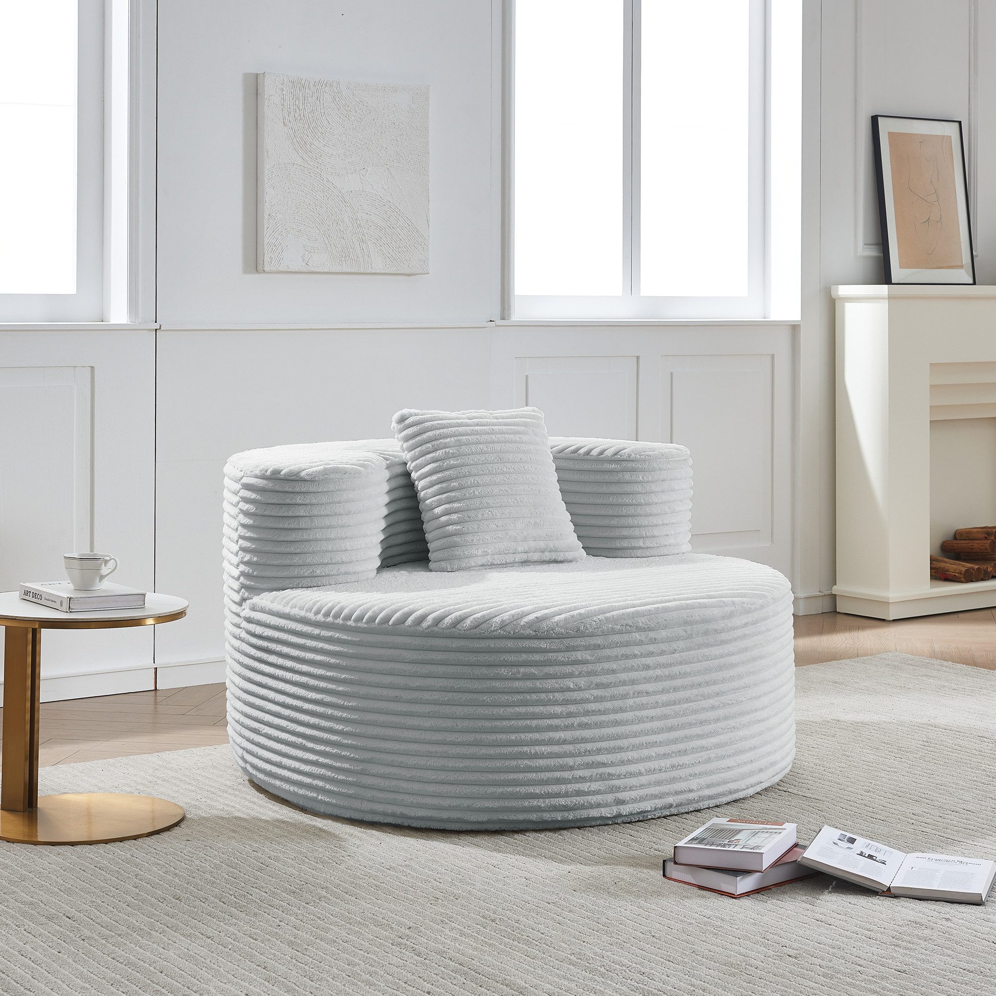 i@home Ottomane runder Lounge-Akzentstuhl, Bean-Bag-Akzentstuhl, flanellbez günstig online kaufen