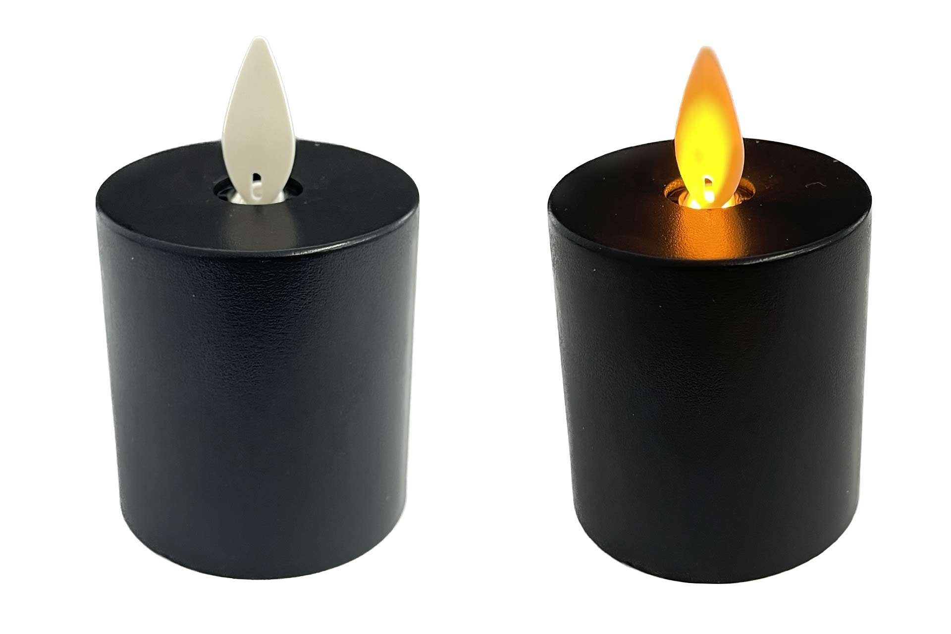Echtes Produkt für ein beruhigendes Gefühl Coen Bakker Deco BV Votive Timer Candles Flamme 2-tlg), 4,5x8cm bewegliche (Set, schwarz LED-Kerze