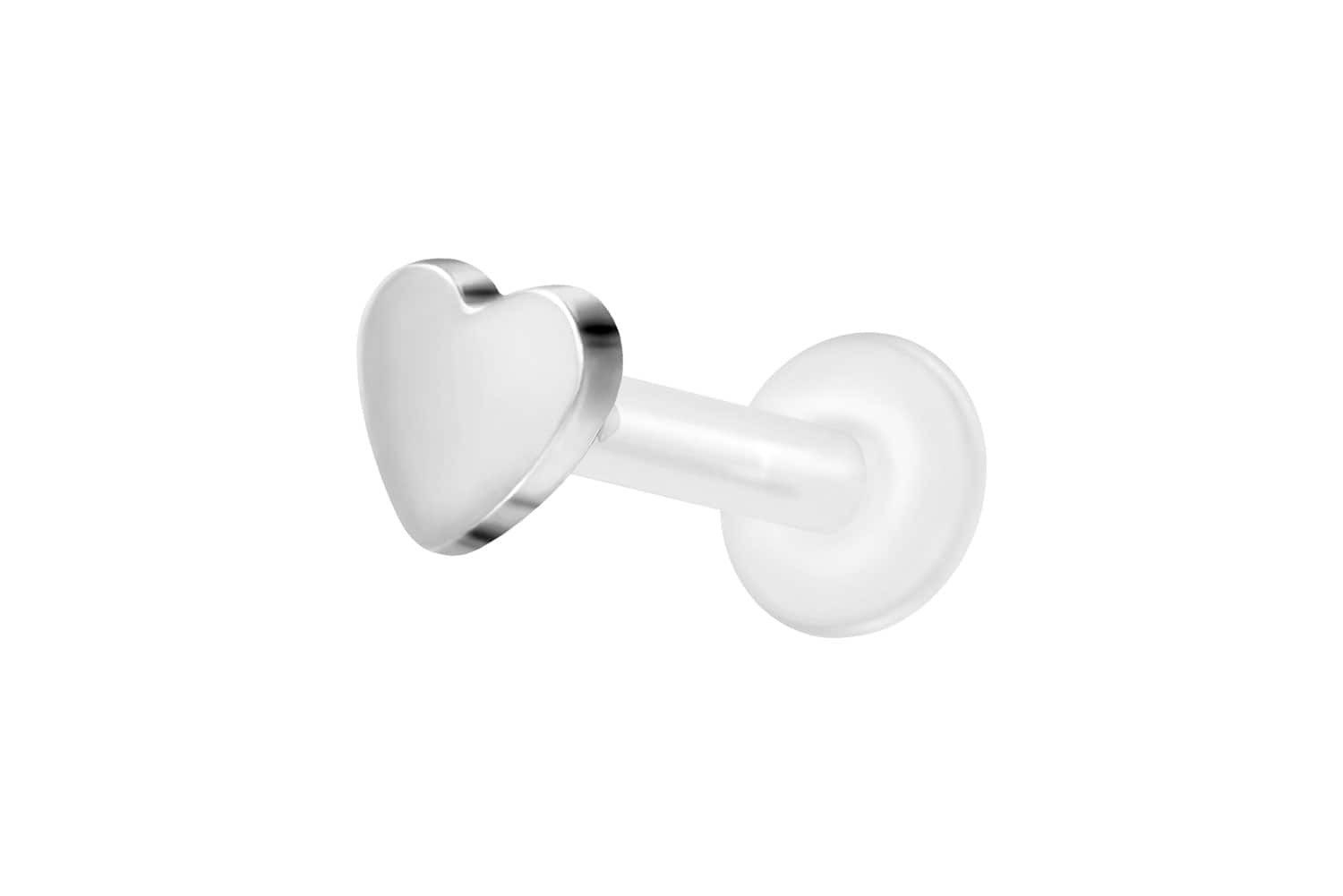 Piercing-Set PTFE Labret mit Innengewinde + Titan-Aufsatz HERZ
