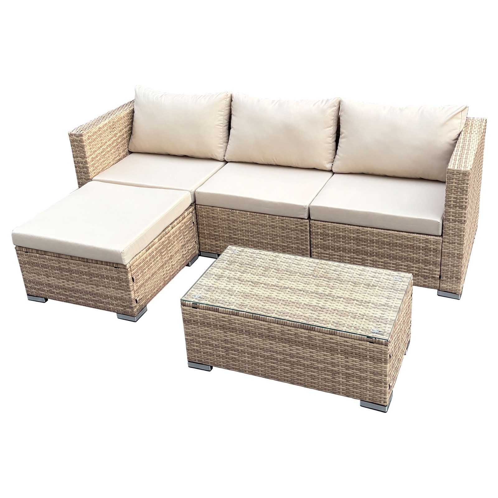 SVITA Loungeset QUEENS, (Set, 5-tlg., Garten-Lounge), verschiedene Stellmöglichkeiten, breite Armlehnen, inkl. Tisch