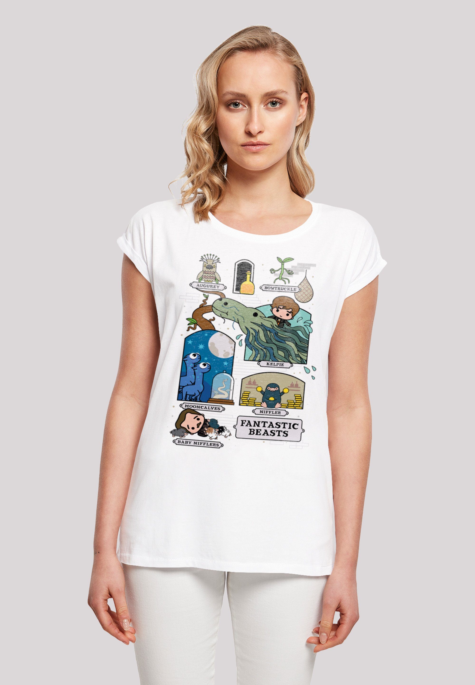 F4NT4STIC T-Shirt Phantastische Tierwesen Chibi Newt Print weiß