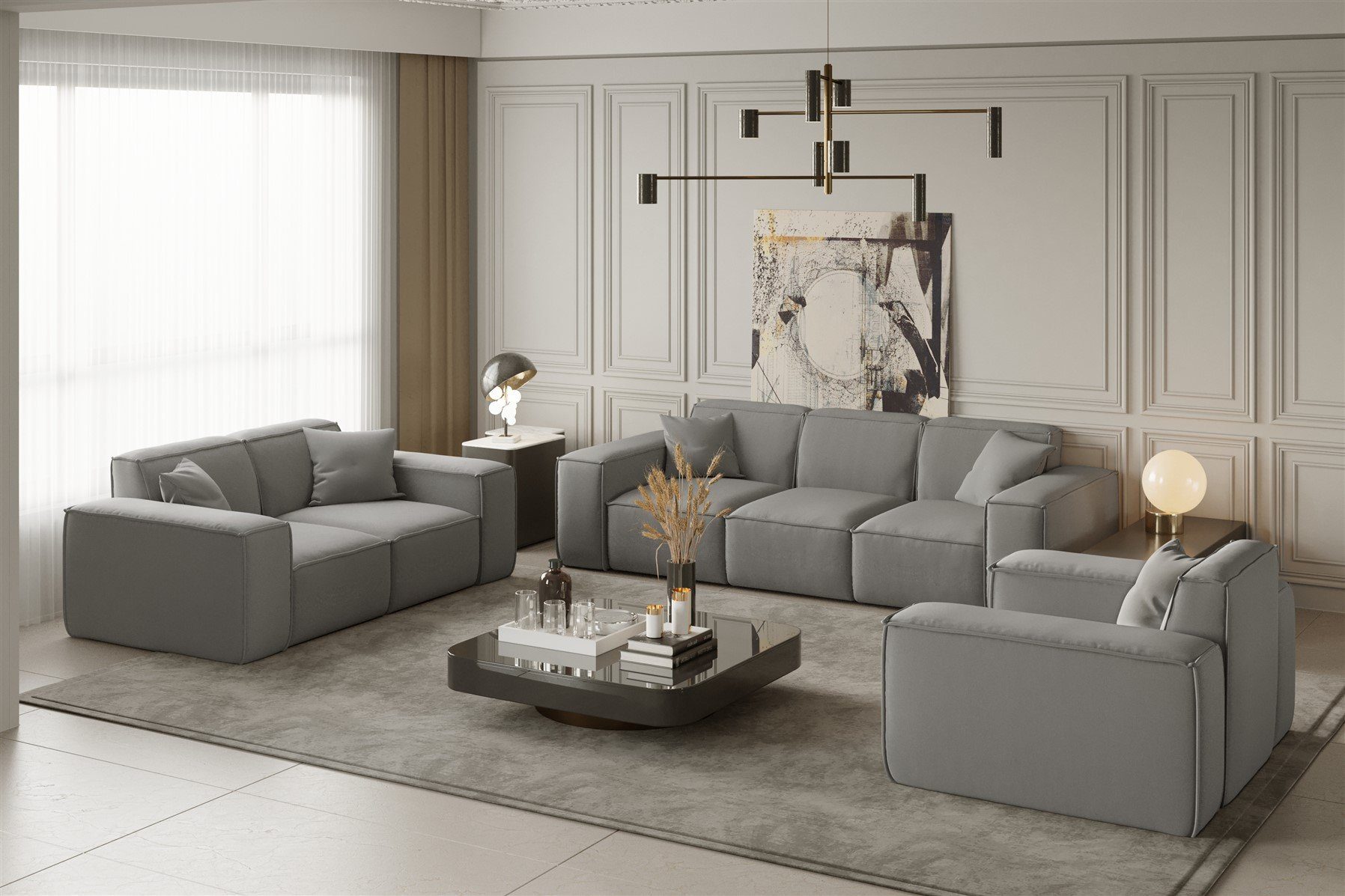 Möbel Designersofa Fun Stoff Sofa in 3-Sitzer Sofa CELES