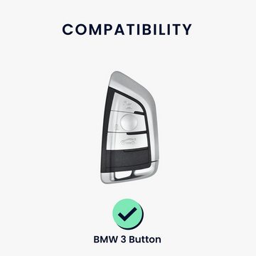 kwmobile Schlüsseltasche Autoschlüssel Silikon Hülle für BMW 3-Tasten Smart Key Autoschlüssel (1-tlg), Schlüsselhülle aus Silikon - in Grau Schwarz