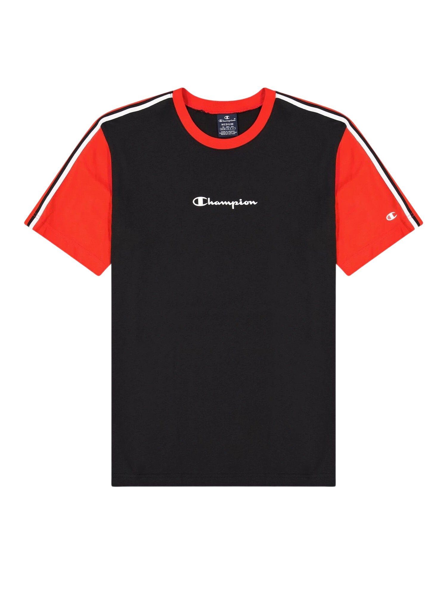 Jacquardband schwarz mit Rundhals-T-Shirt Shirt in Comfort T-Shirt Champion