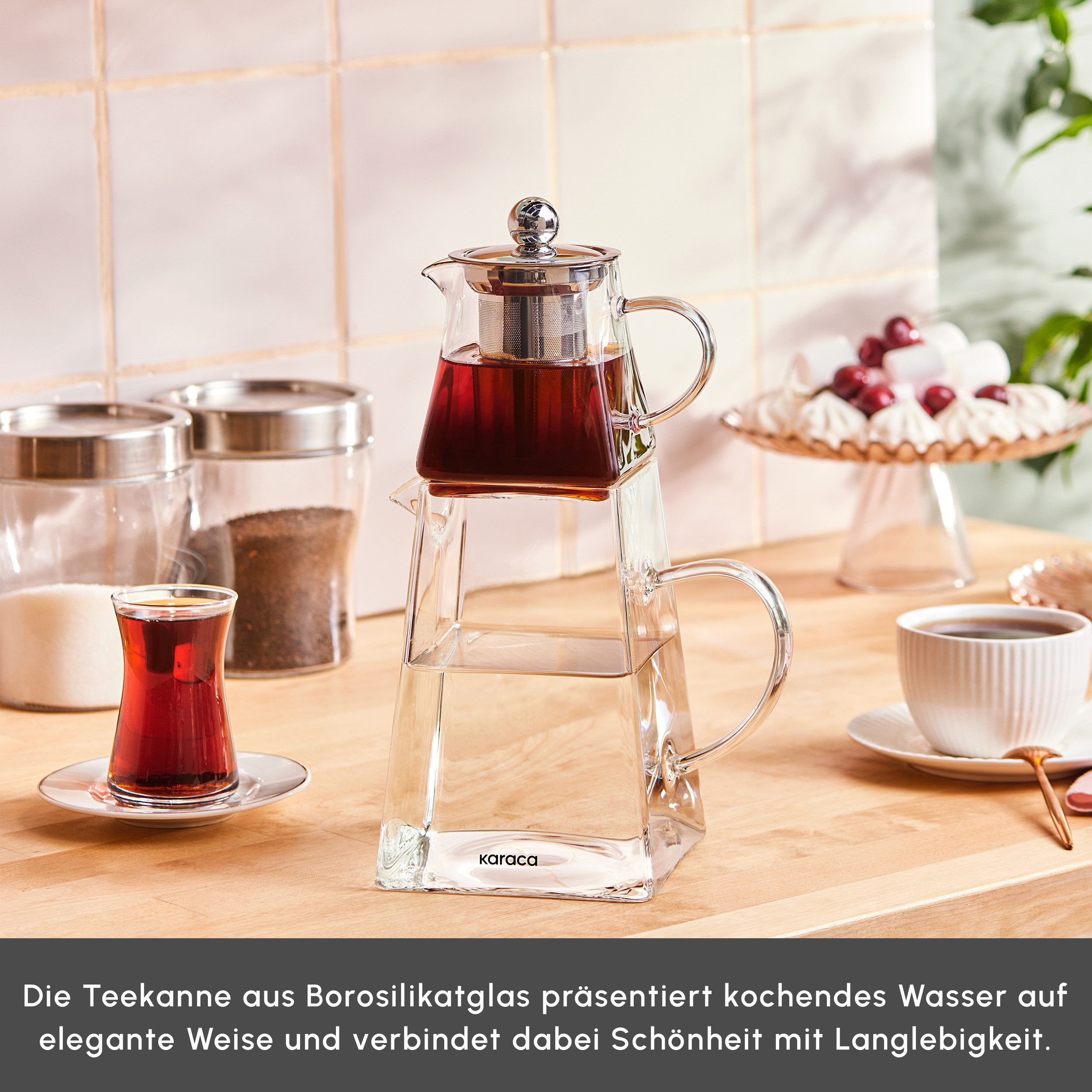 Karaca Teekanne Karaca Giza Glas-Teekannen-Set, 1.95L, Türkischer Teebereiter, 1.95 l, (3-St) – Bild 5 von 5