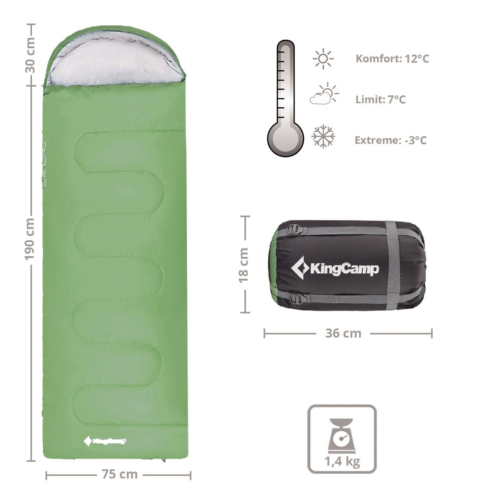 KingCamp Deckenschlafsack Decken Schlafsack Oasis 250 günstig online kaufen