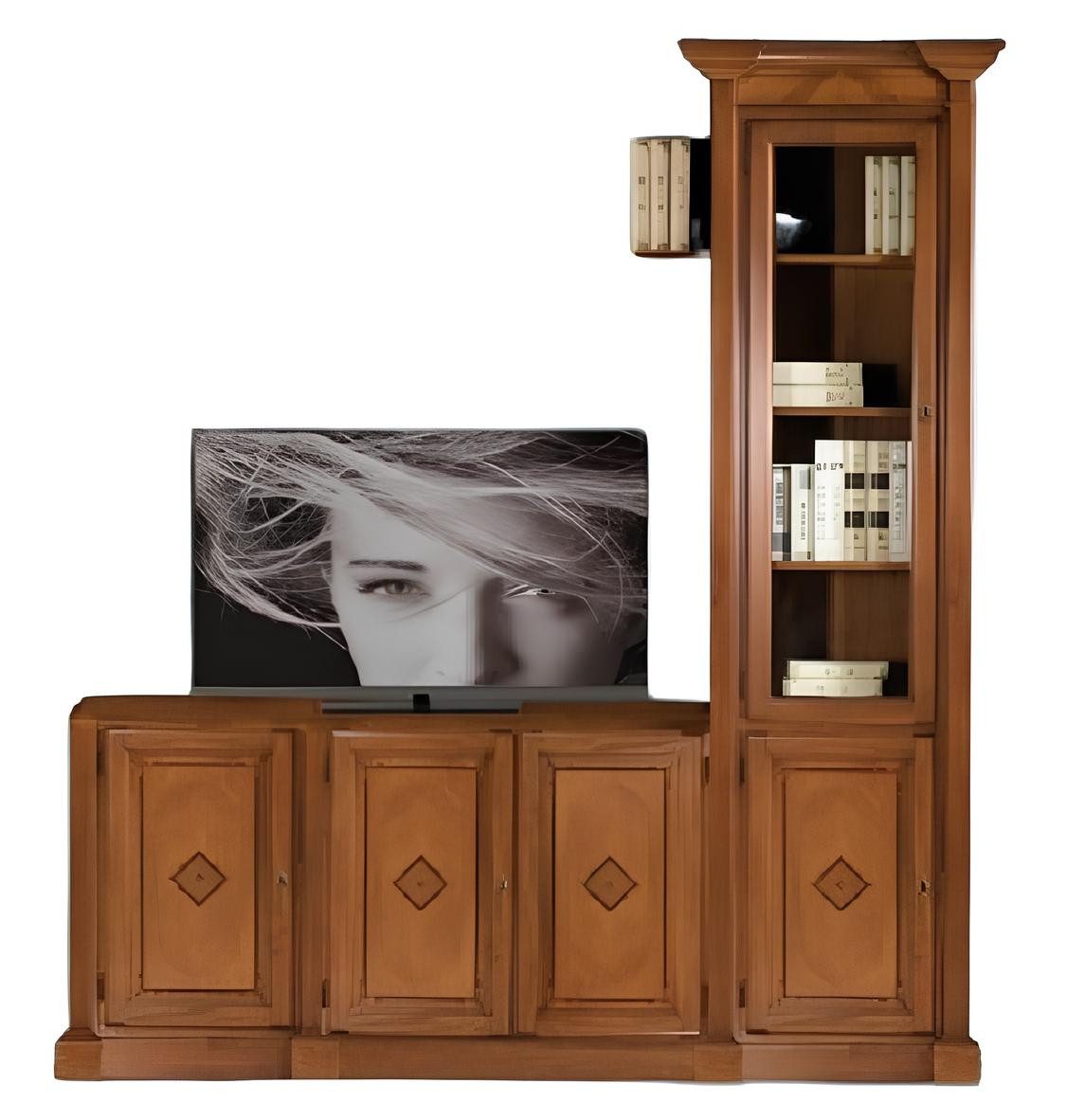 Wohnwand Moderne Holz Vitrine mit Stauraum und TV-Funktion