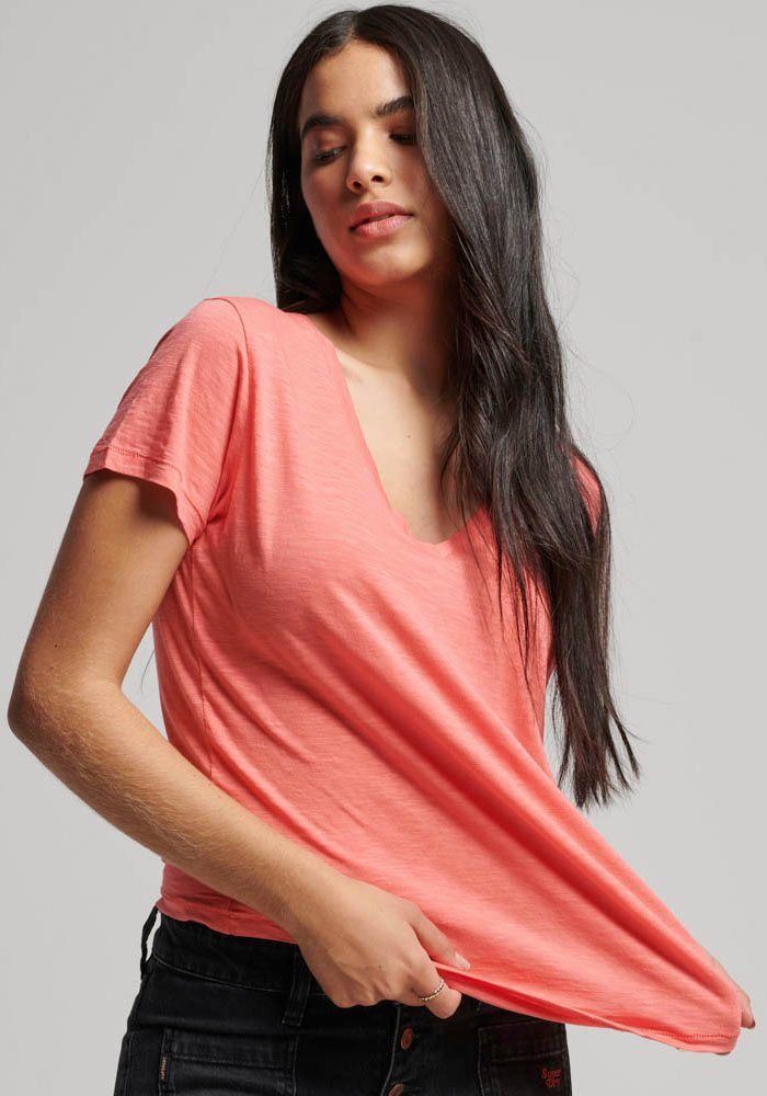 Superdry V-Shirt STUDIOS SLUB EMB Sugar VEE Coral TEE