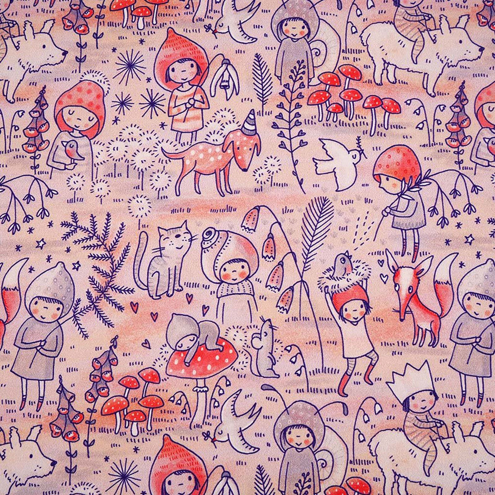 Stoffonkel Stoff Biojersey Kinderstoff Draußen rosa ab 0,5x1,65m