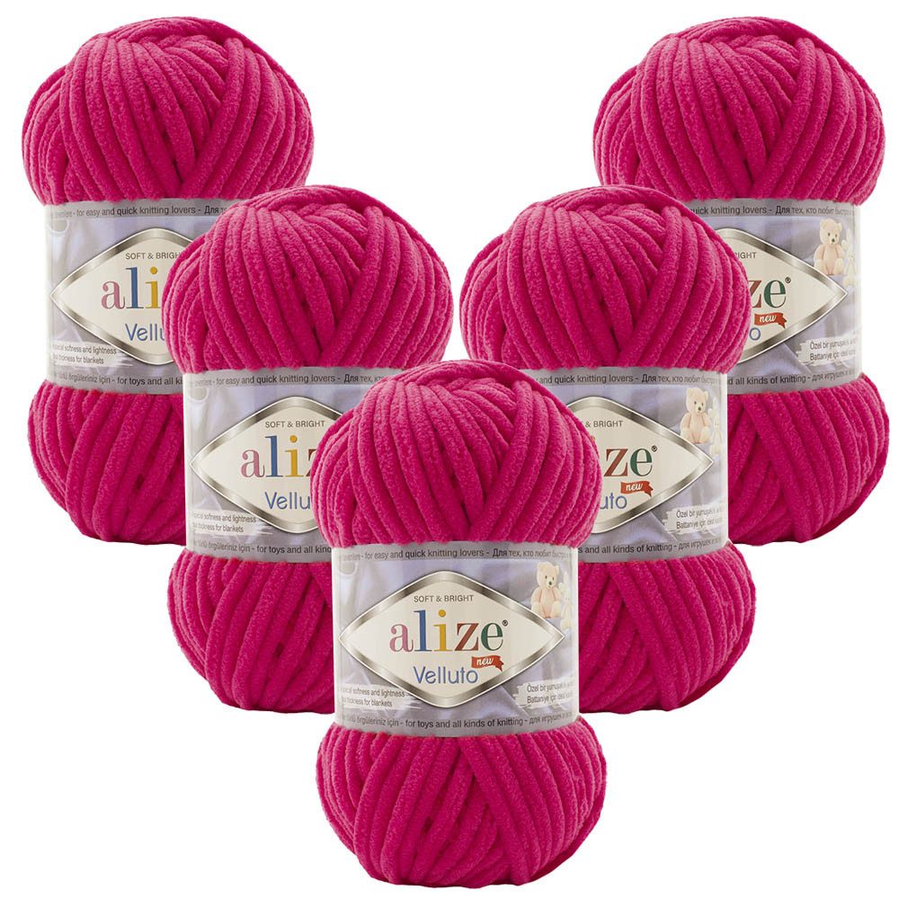 Alize 5 x ALIZE Velluto Häkelwolle, 68 m, Chenillegarn,Kuschelweich für Bab günstig online kaufen